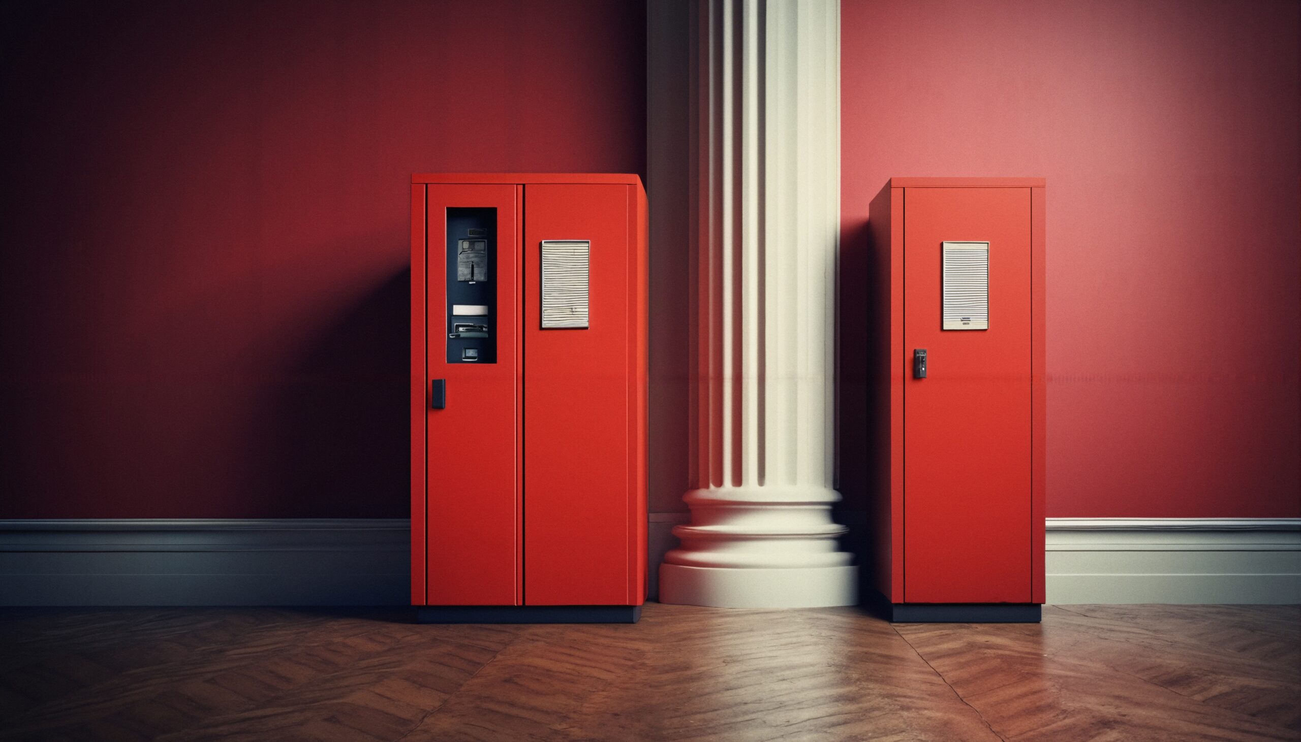Red Vending Machines and Column