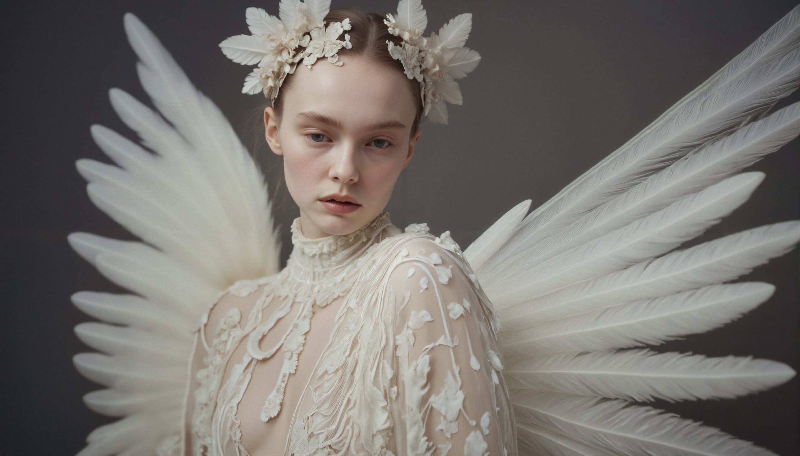 Ethereal Elegance with Feathered Wings
