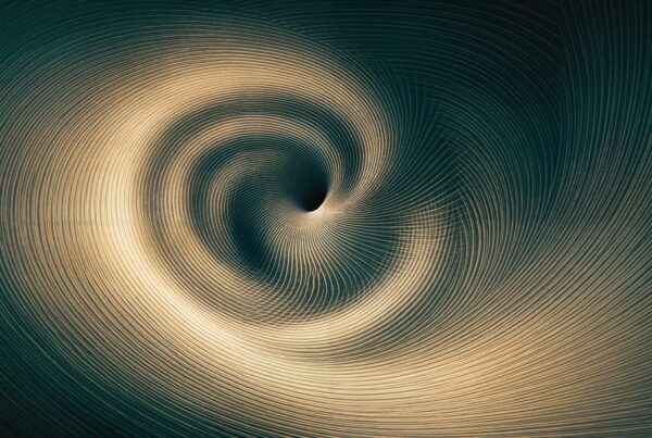 Abstract vortex pattern with swirling concentric lines in tan and green color tones creating a mesmerizing spiral effect.