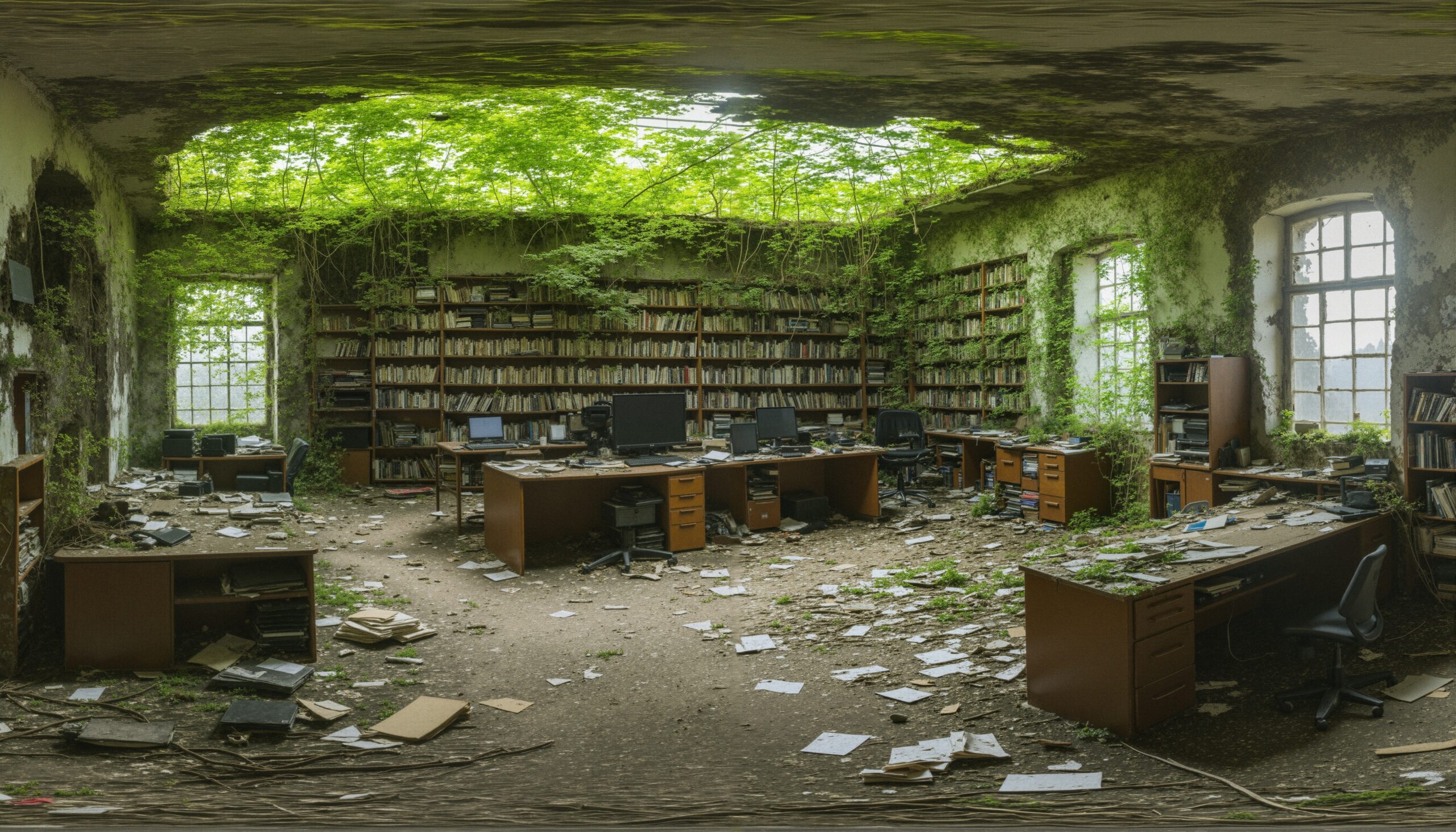 Nature Reclaims Abandoned Office Space