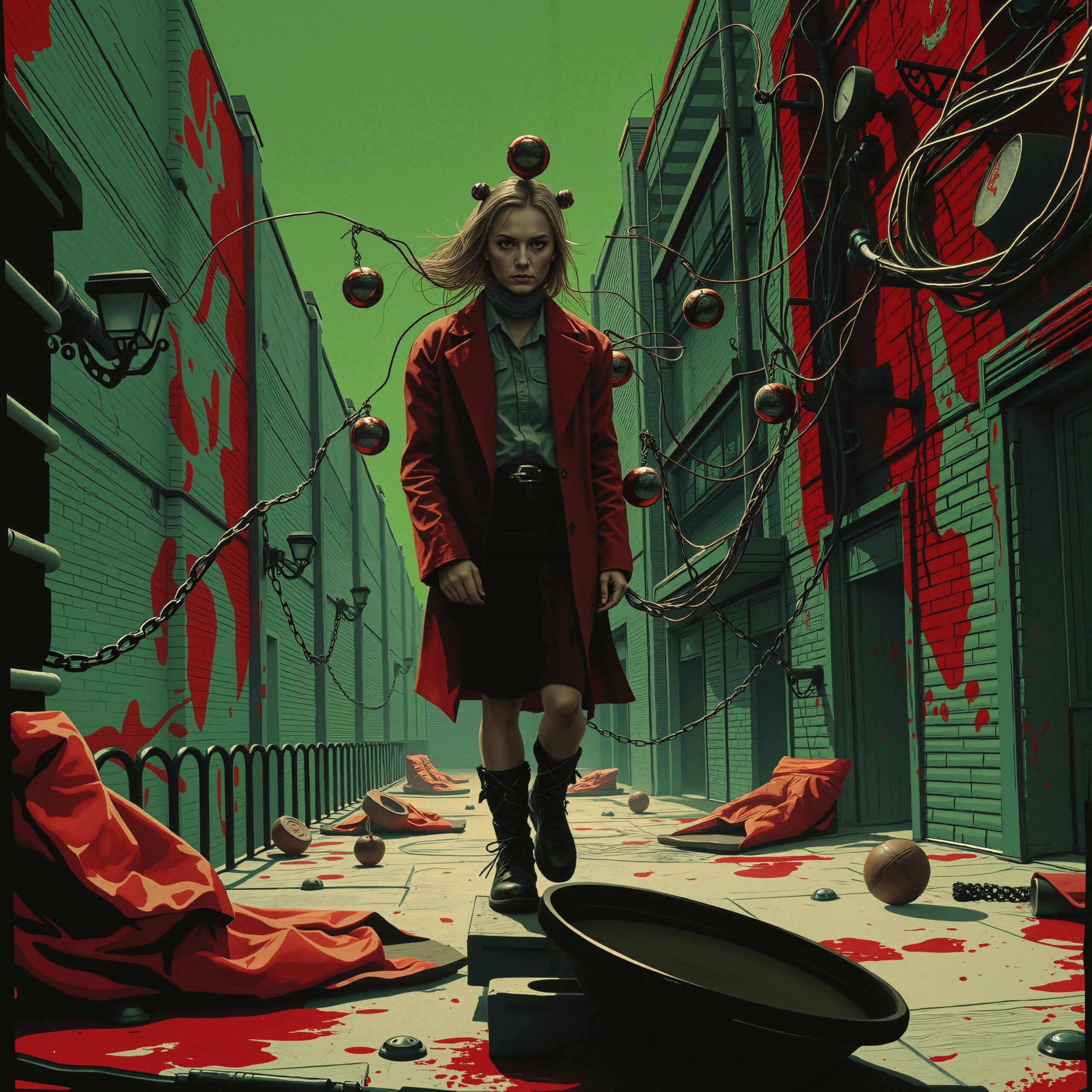 Surreal Woman in Red Alley