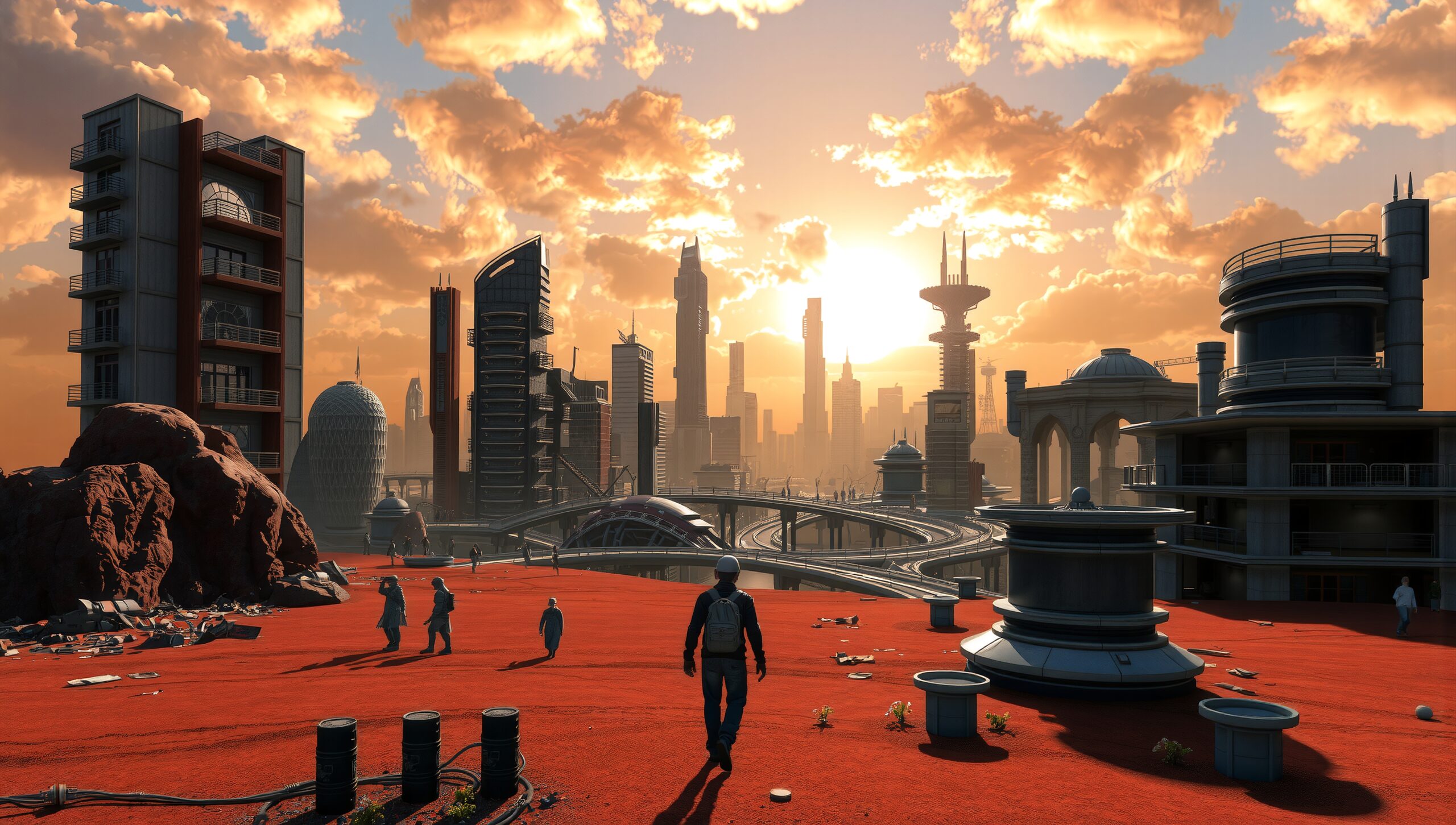 Futuristic Martian Cityscape Adventure