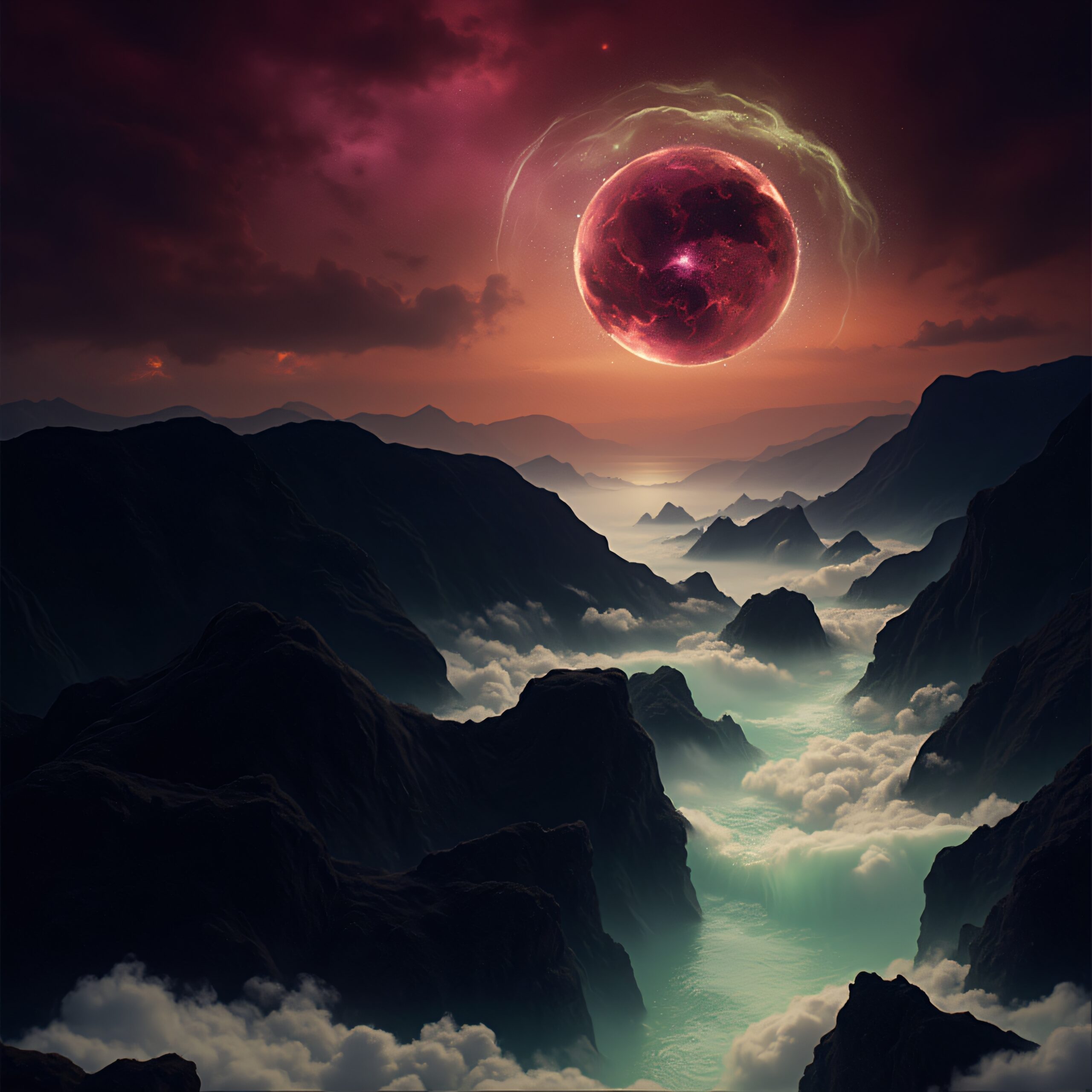 Ethereal Planet Over Mystical Valley