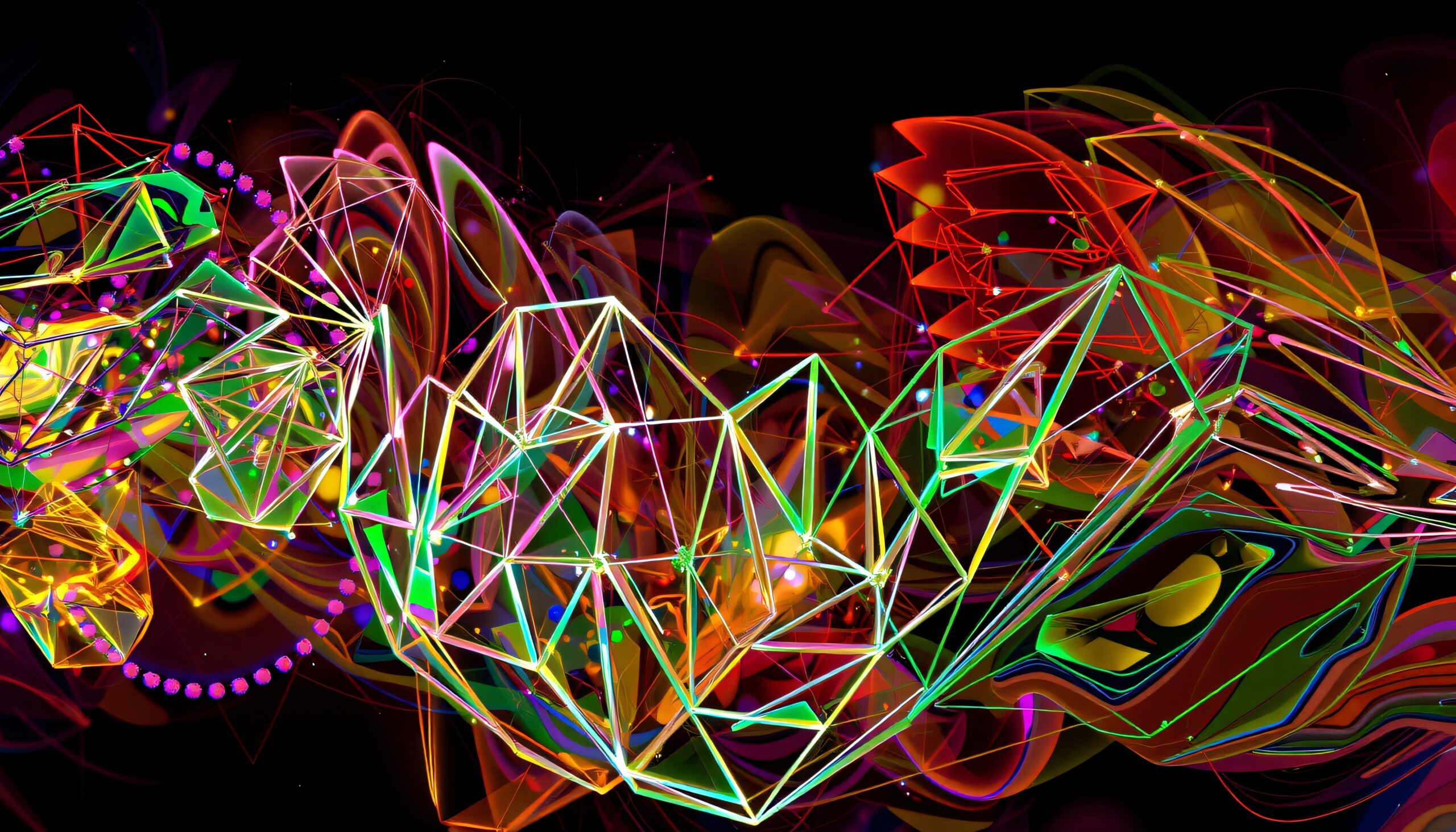 Vibrant Geometric Neon Abstract Art