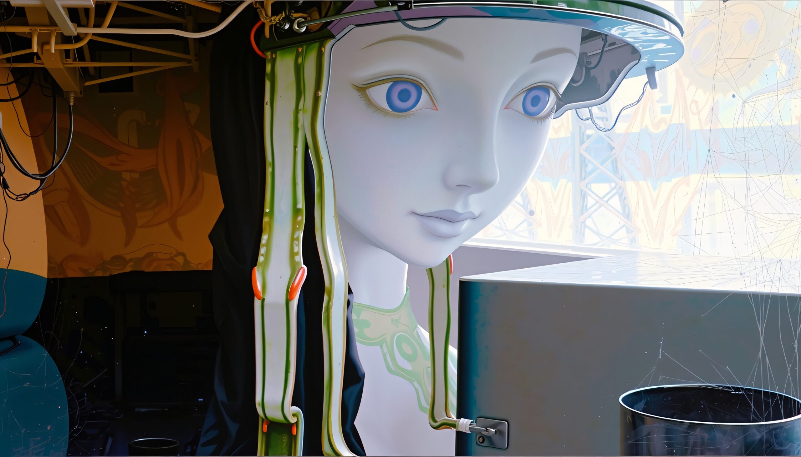 Futuristic Anime Face Sculpture