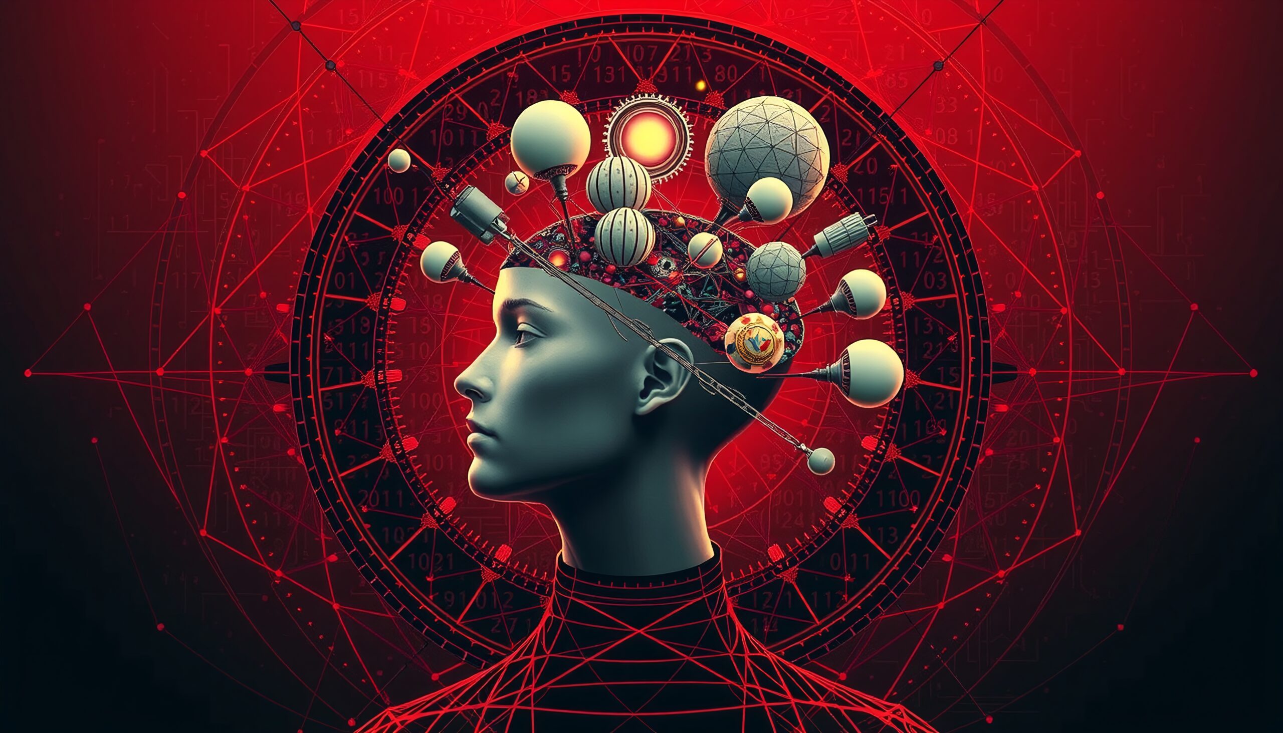 Futuristic Human and Machines Merge