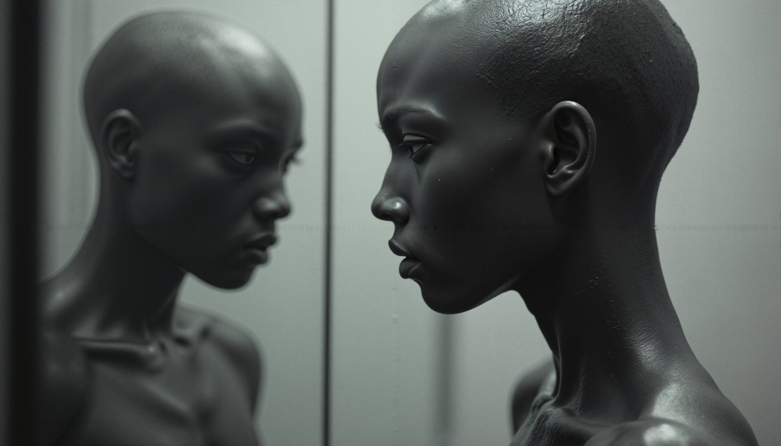 Reflective Contemplation in Mirror