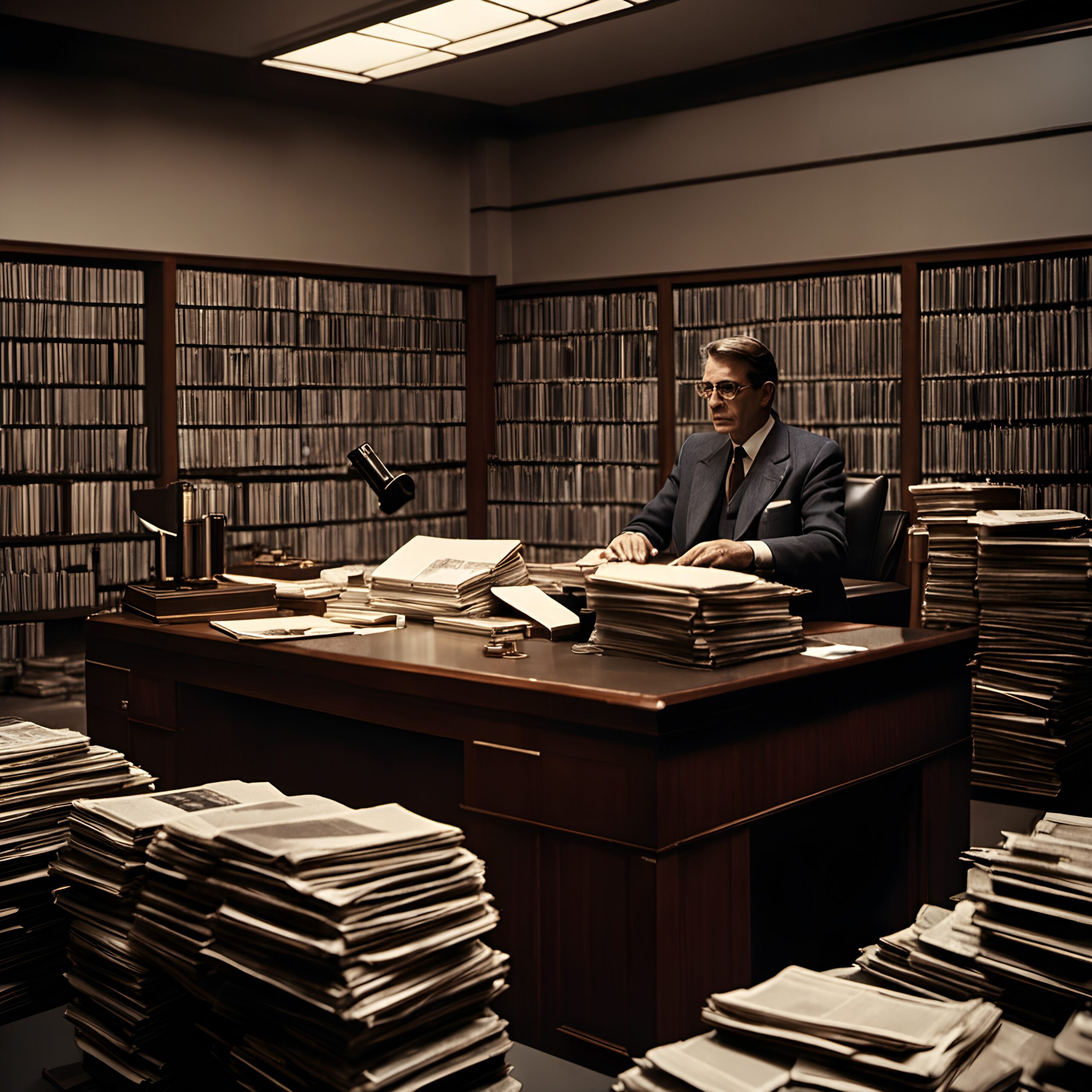 Man Immersed In Paperwork