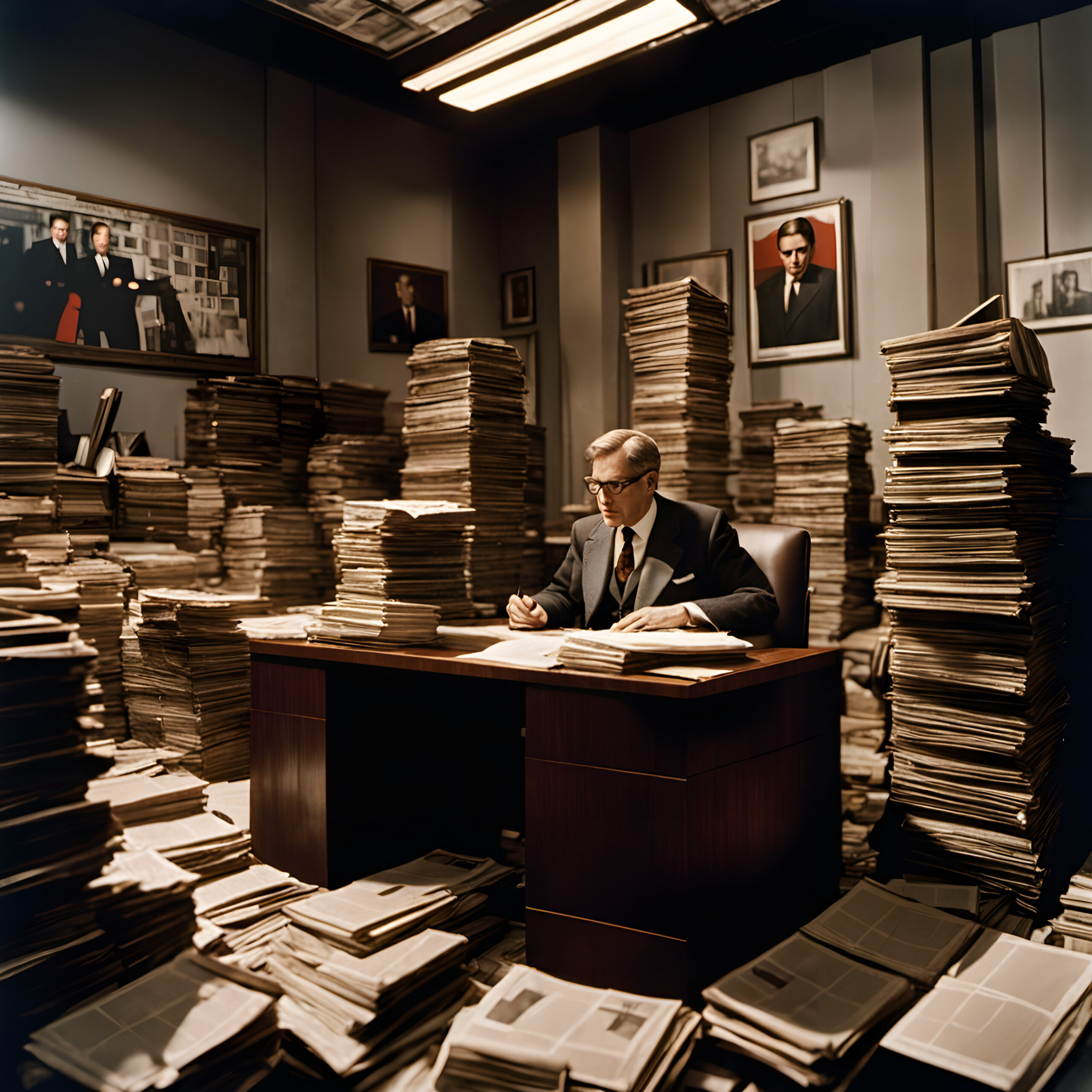 Businessman in a Cluttered Office