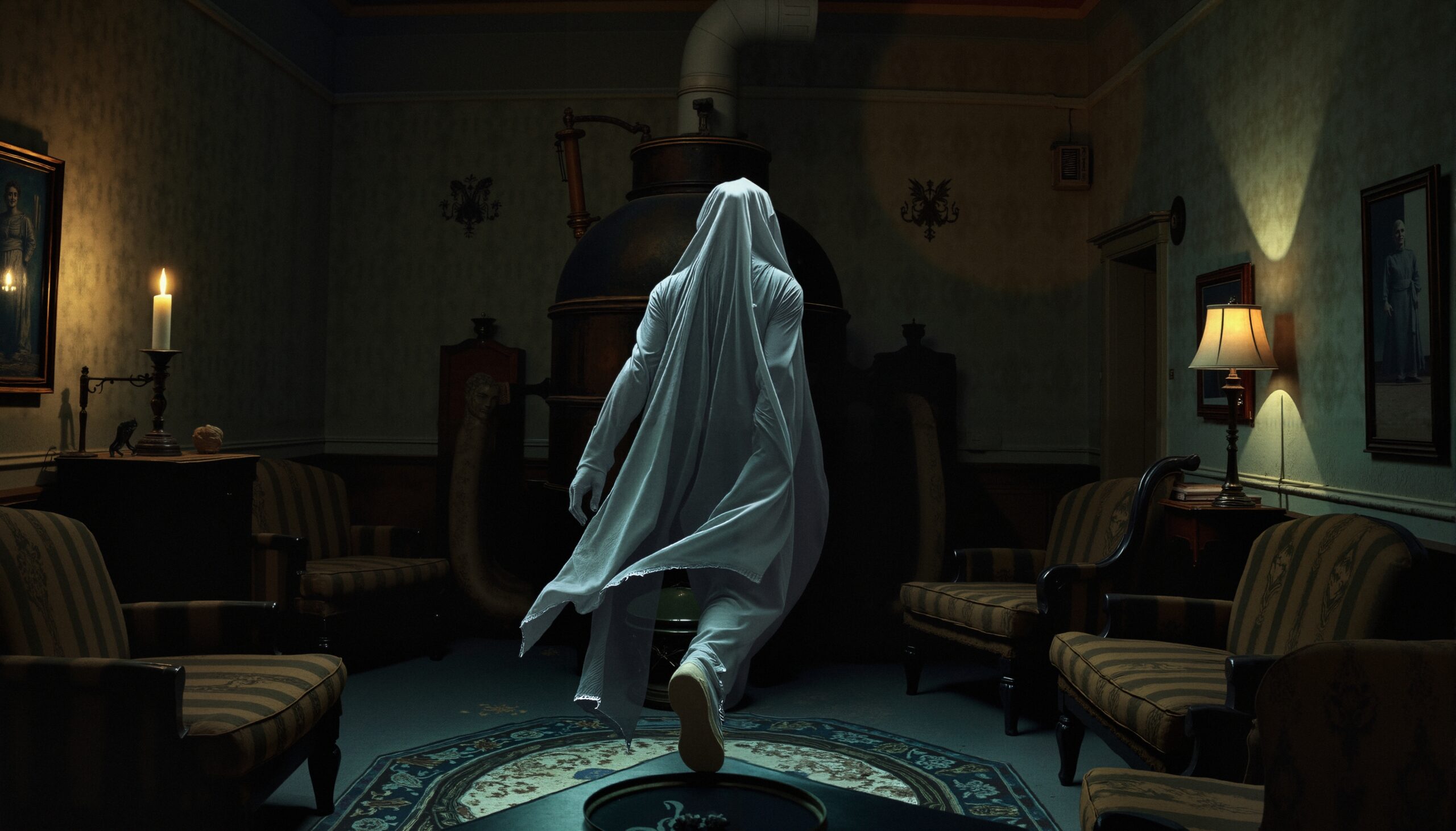 Enigmatic Figure in Mysterious Room