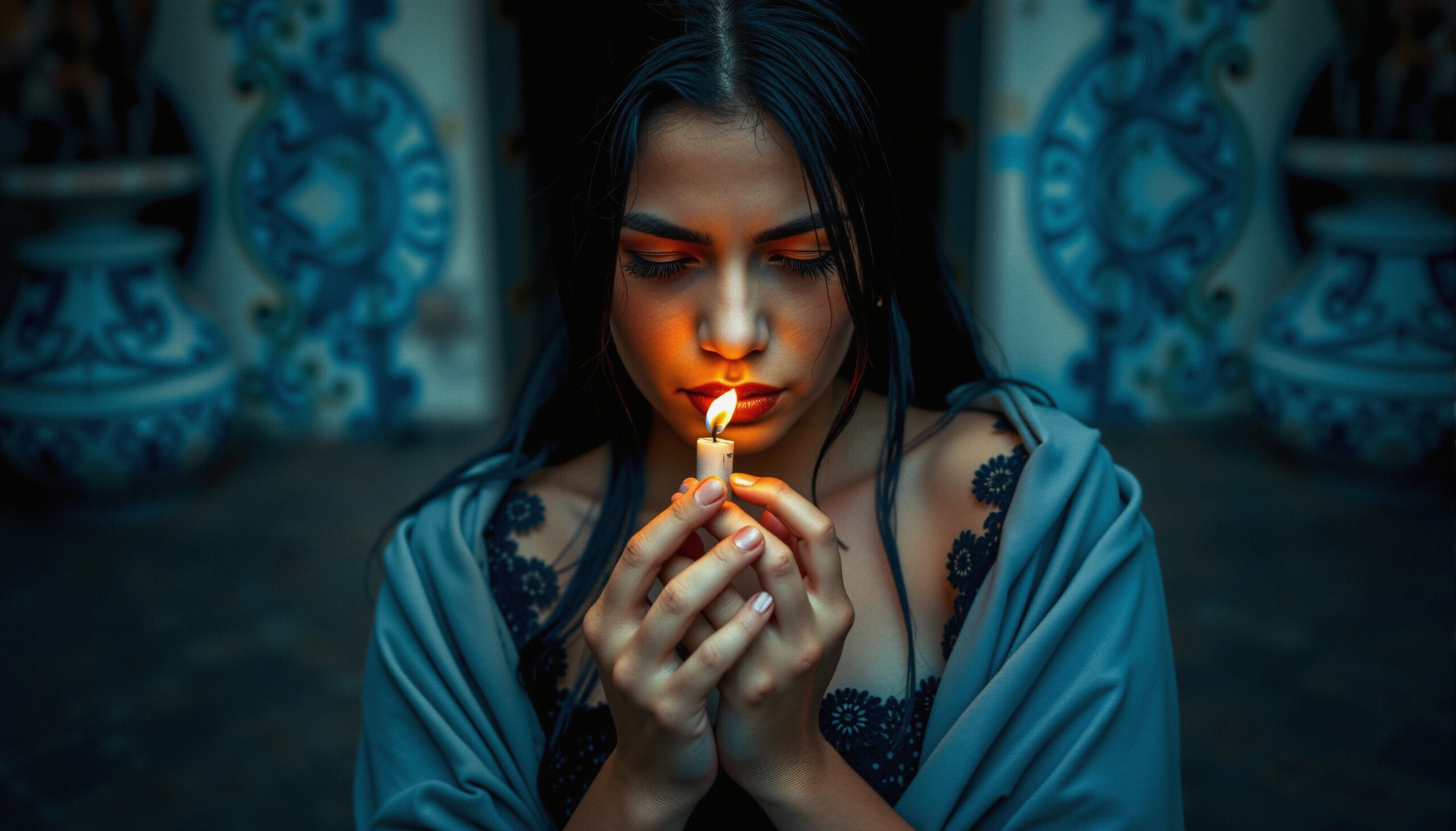 Serene Candlelit Contemplation Moment