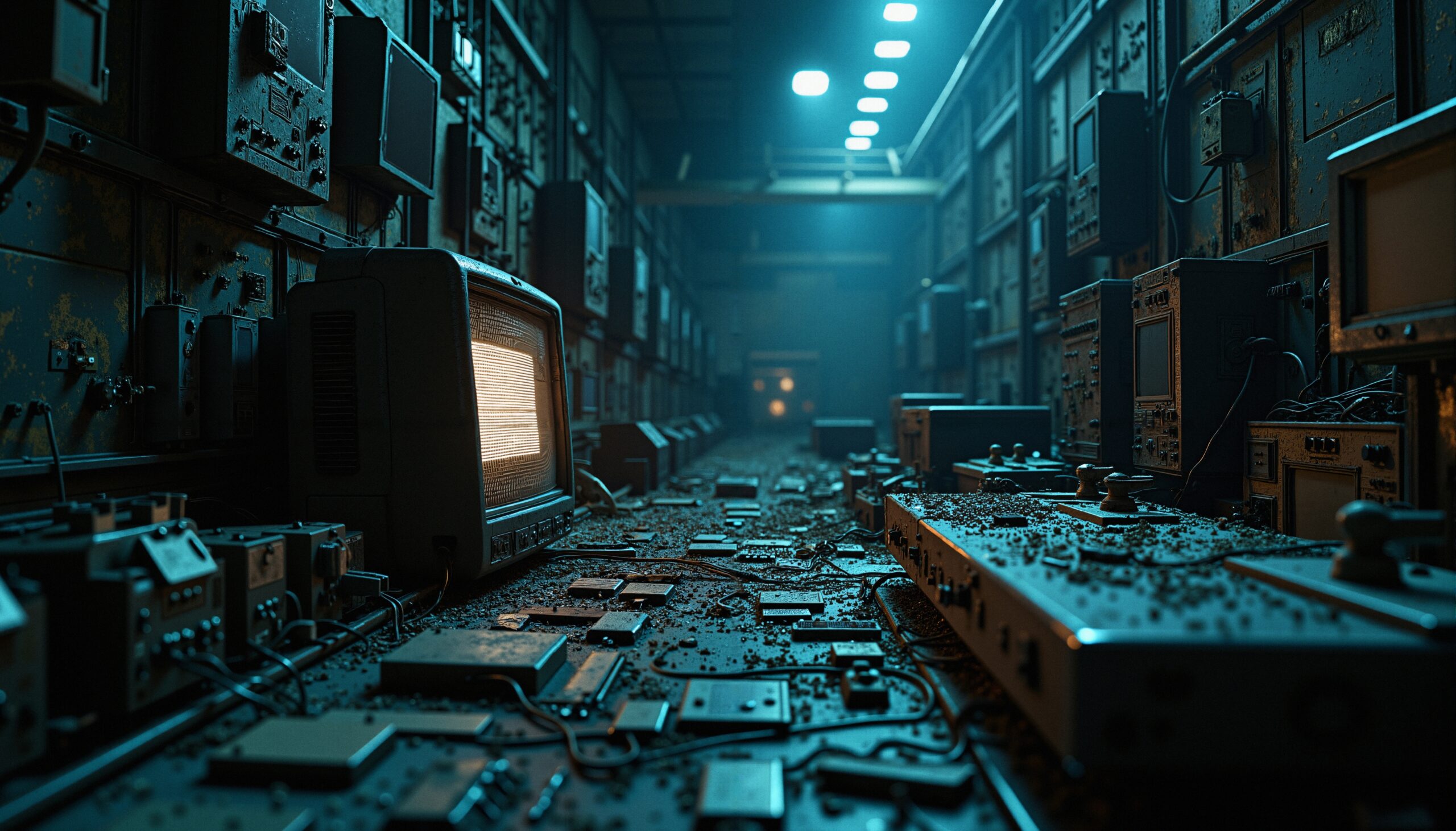 Retro Electronics in Abandoned Room