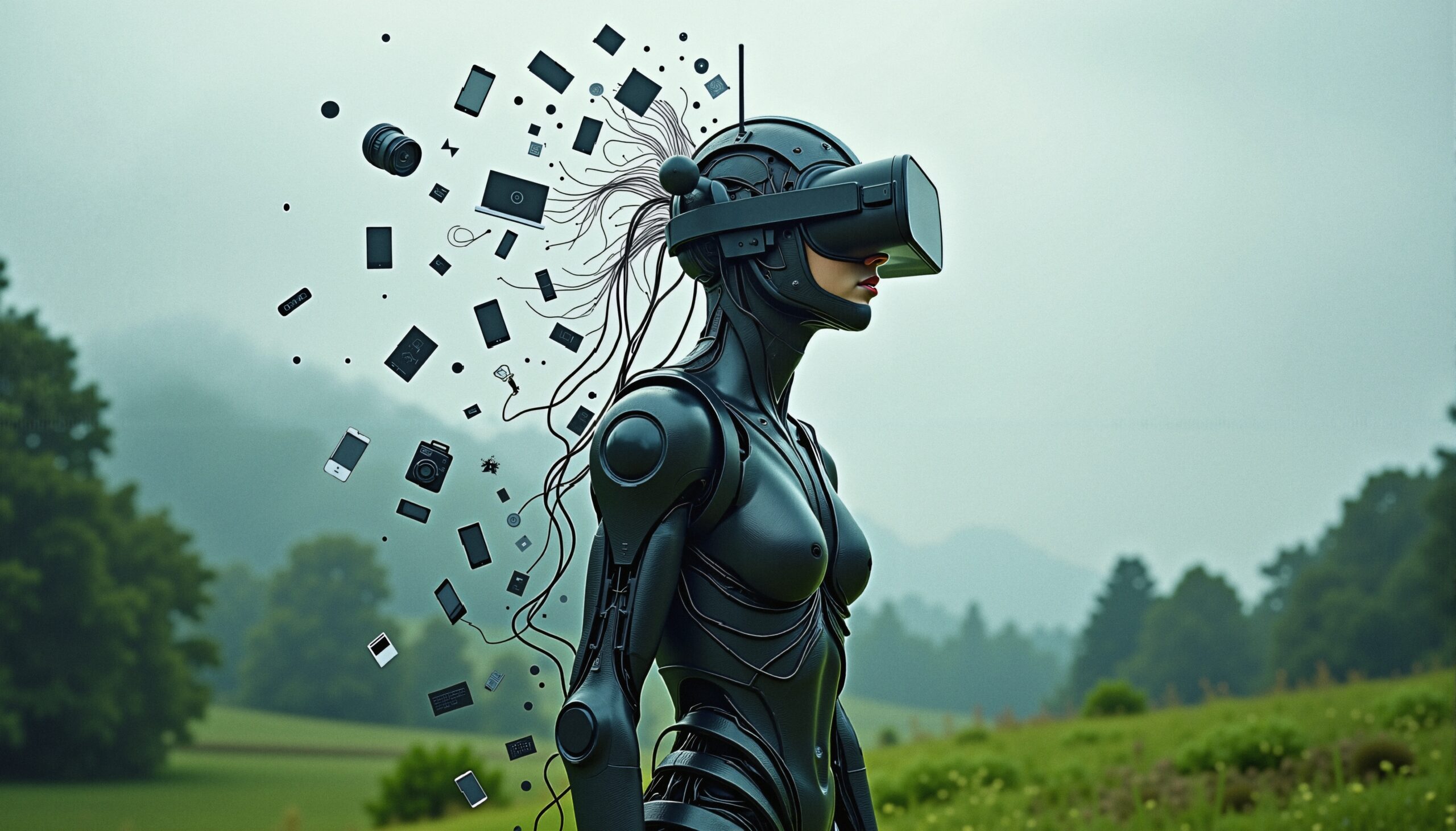 Futuristic Robot in Natural World