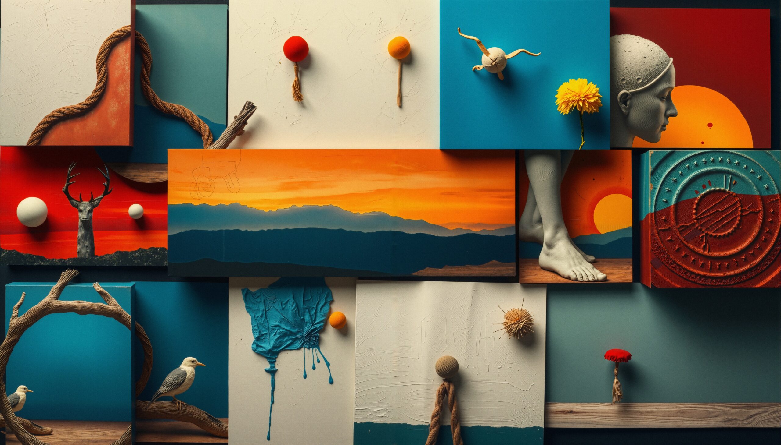 Abstract Surreal Collage with Elements