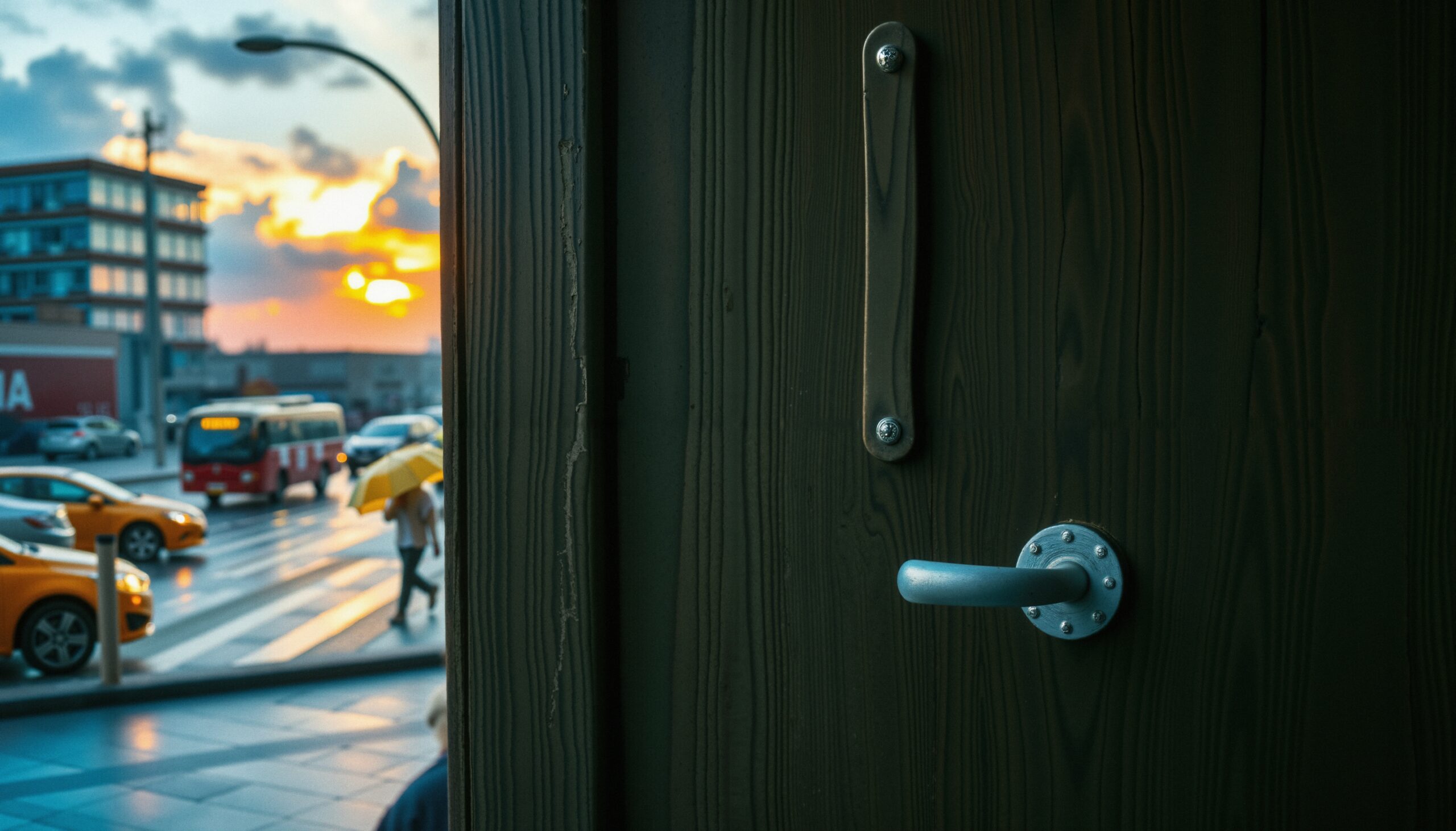 Doorway to Evening Cityscape