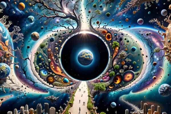 Surreal Cosmic Pathway to Earth Amid Celestial Wonders