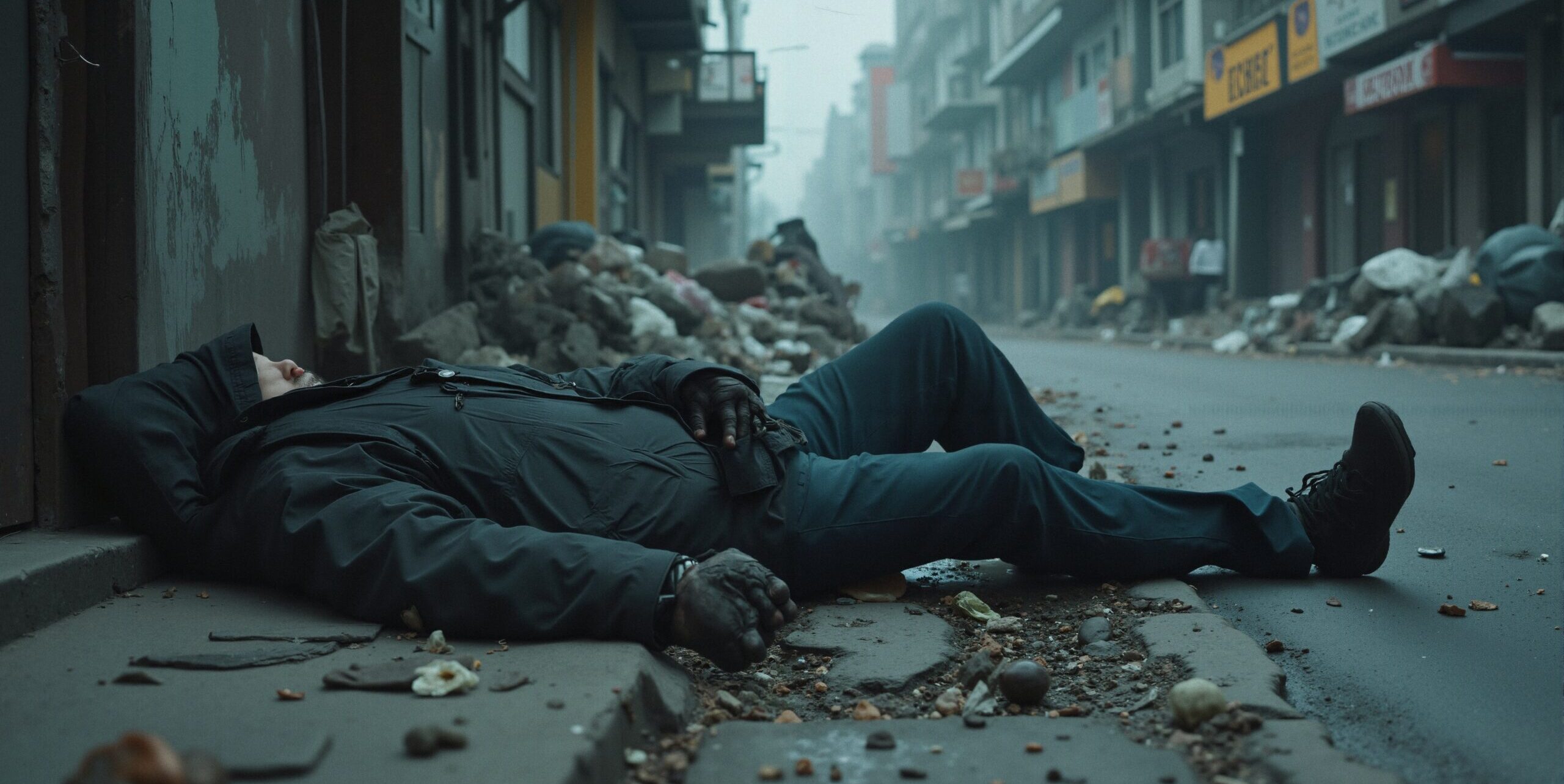 Urban Street Scene with Debris