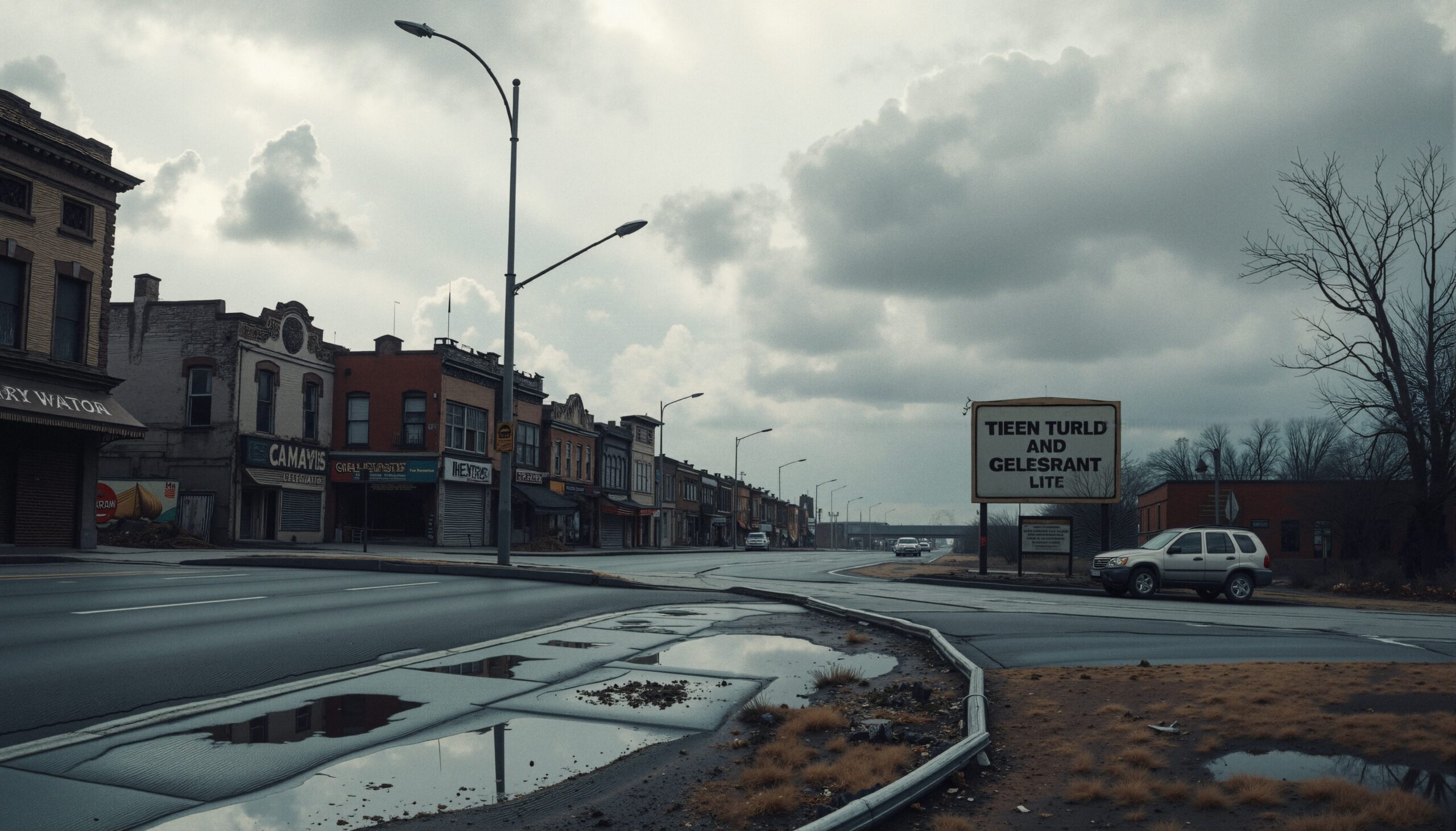 Abandoned Town Under Grey Sky
