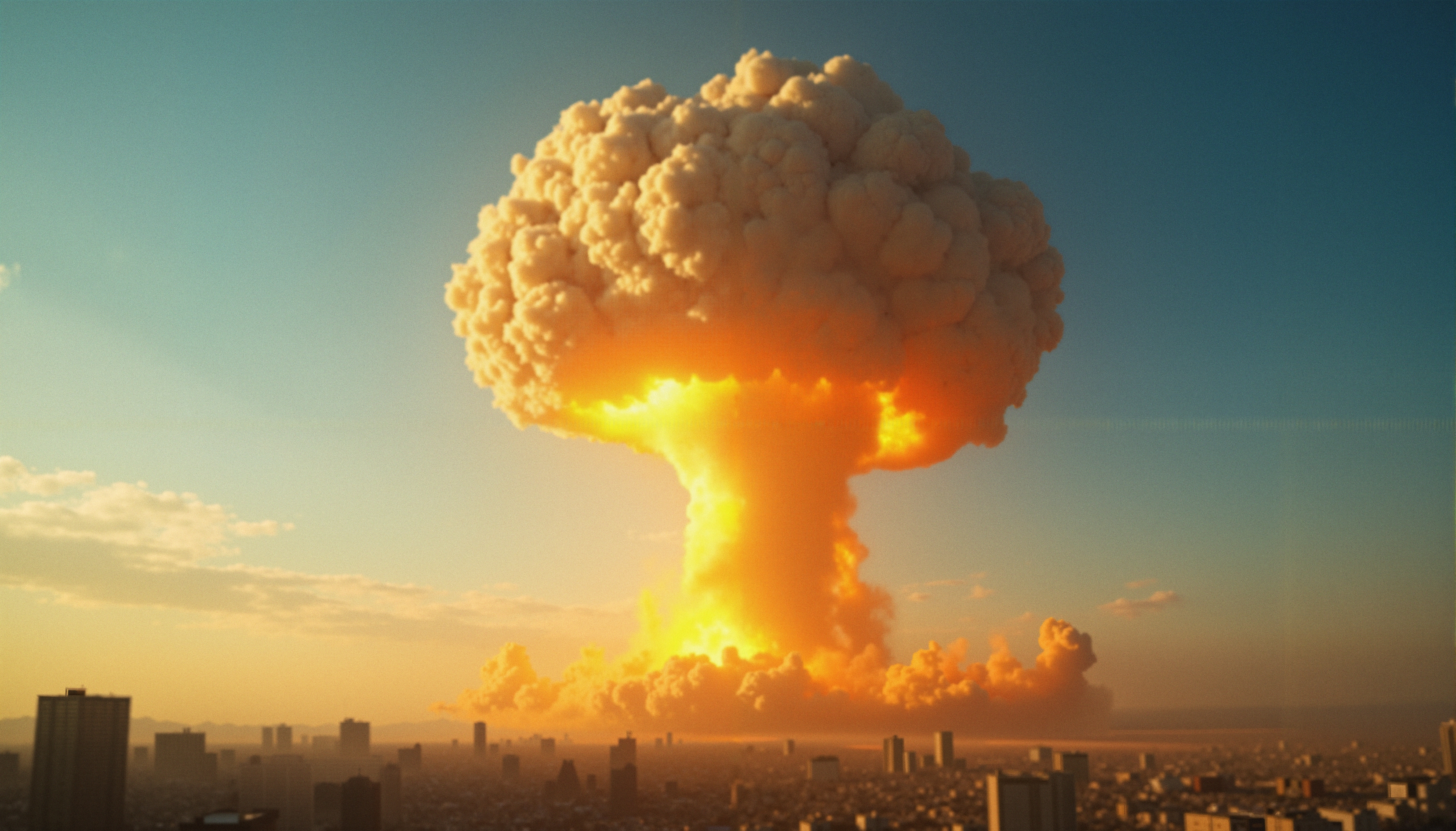 Mushroom Cloud Above Cityscape