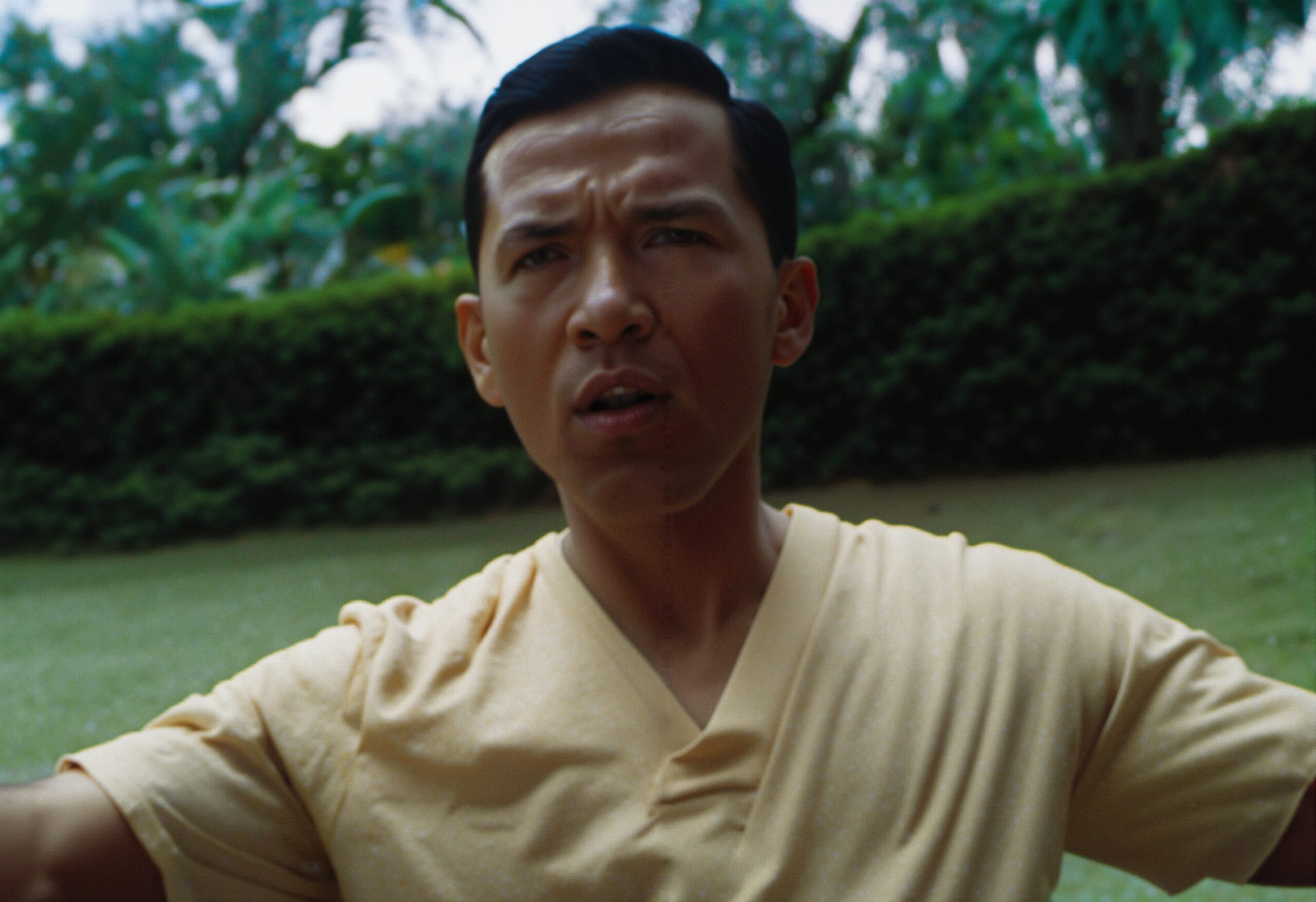 Determined Man in Greenery