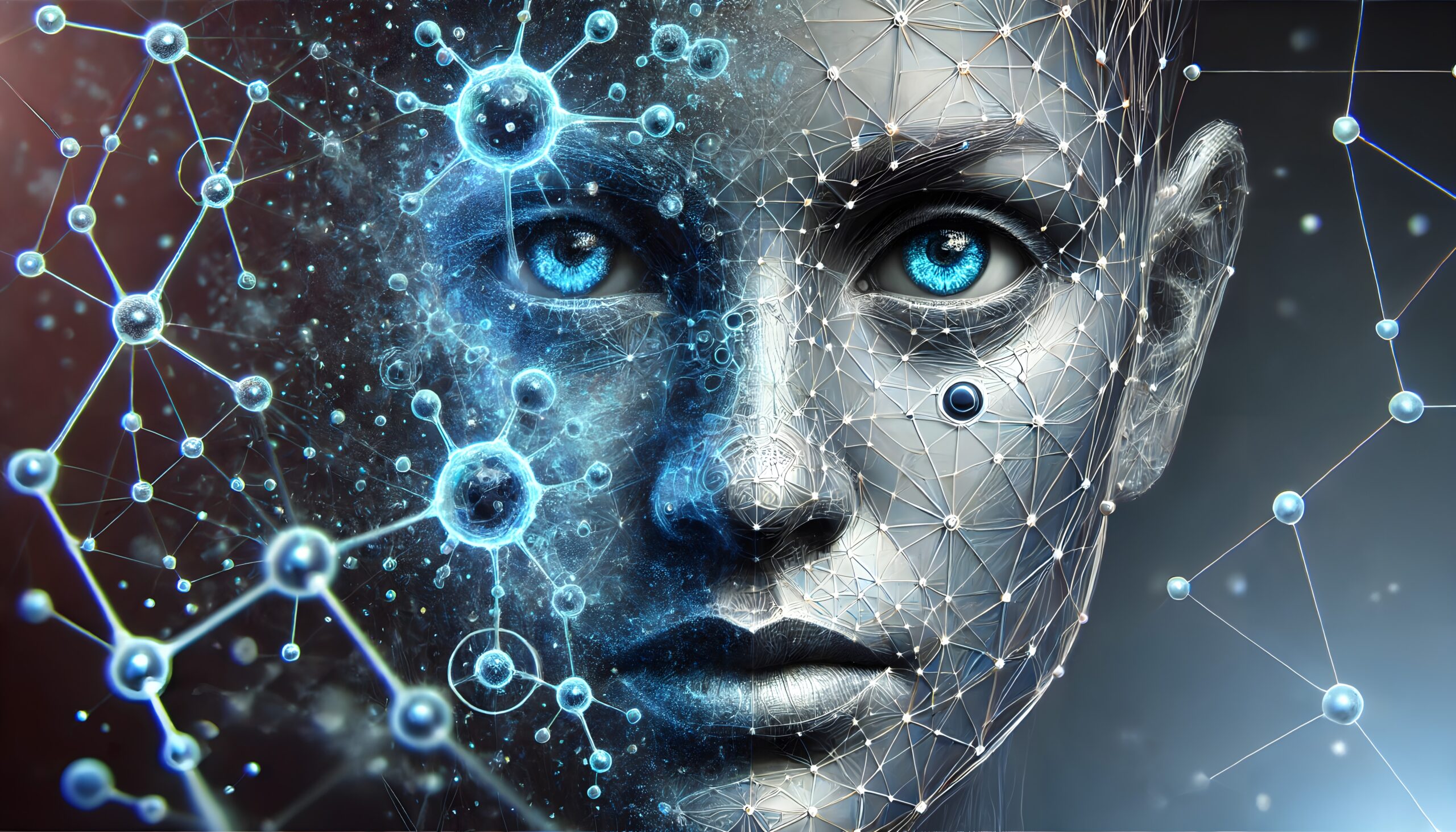 Futuristic Human-Machine Hybrid Face