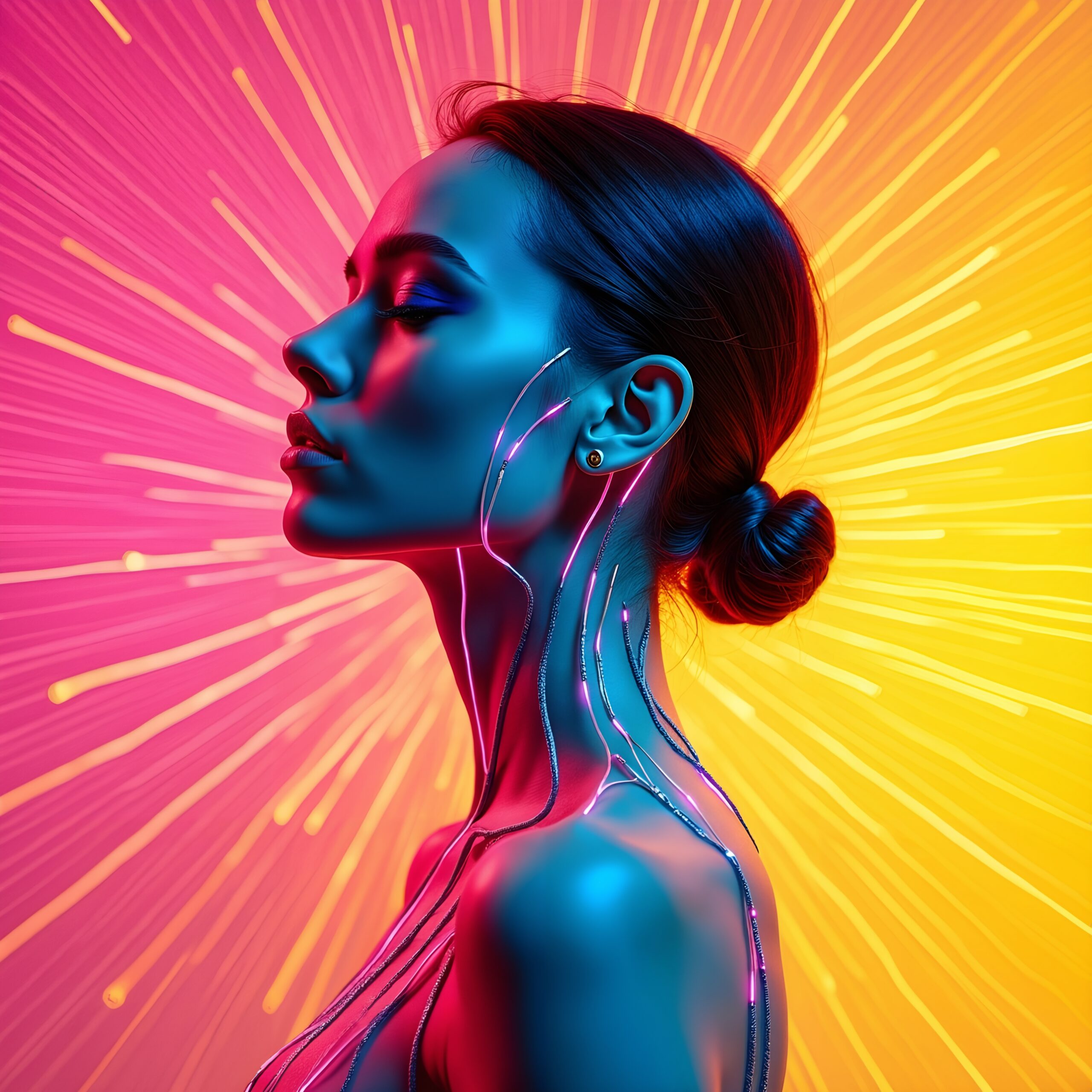 Futuristic Neon Portrait Art