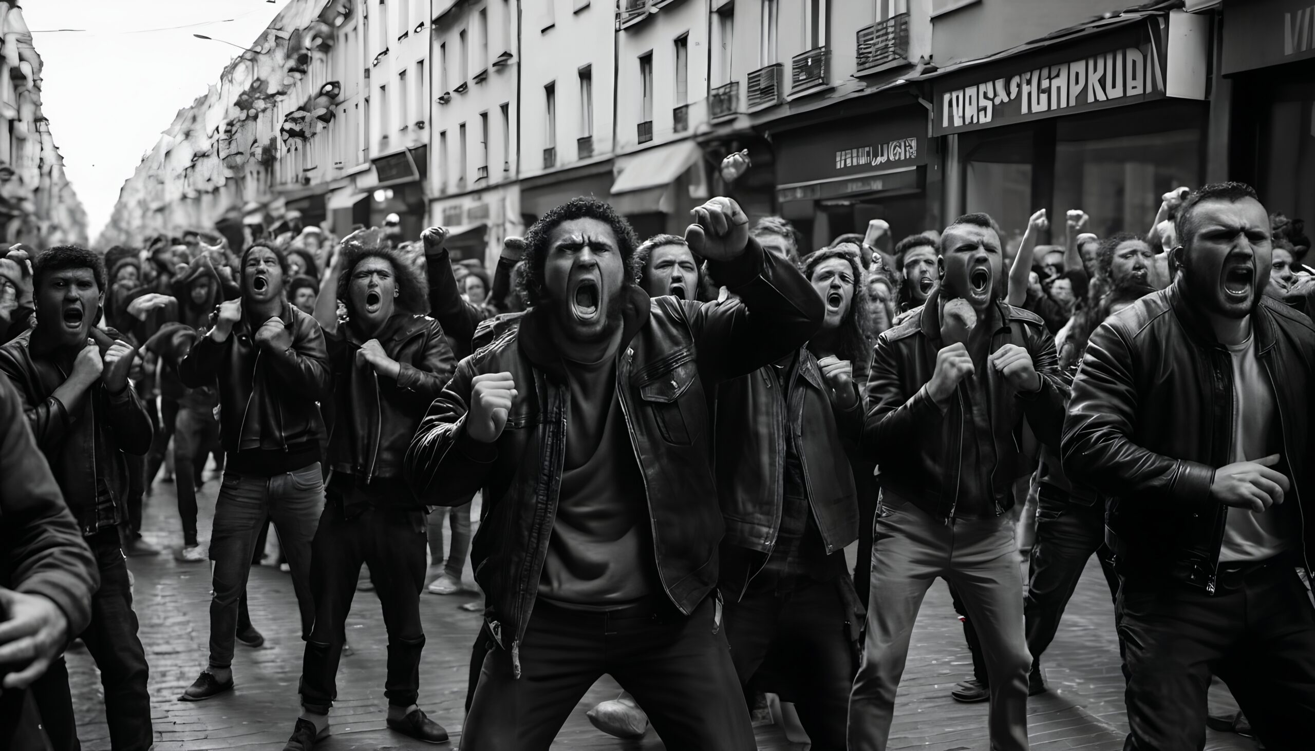 Street Protest with Raised Fists