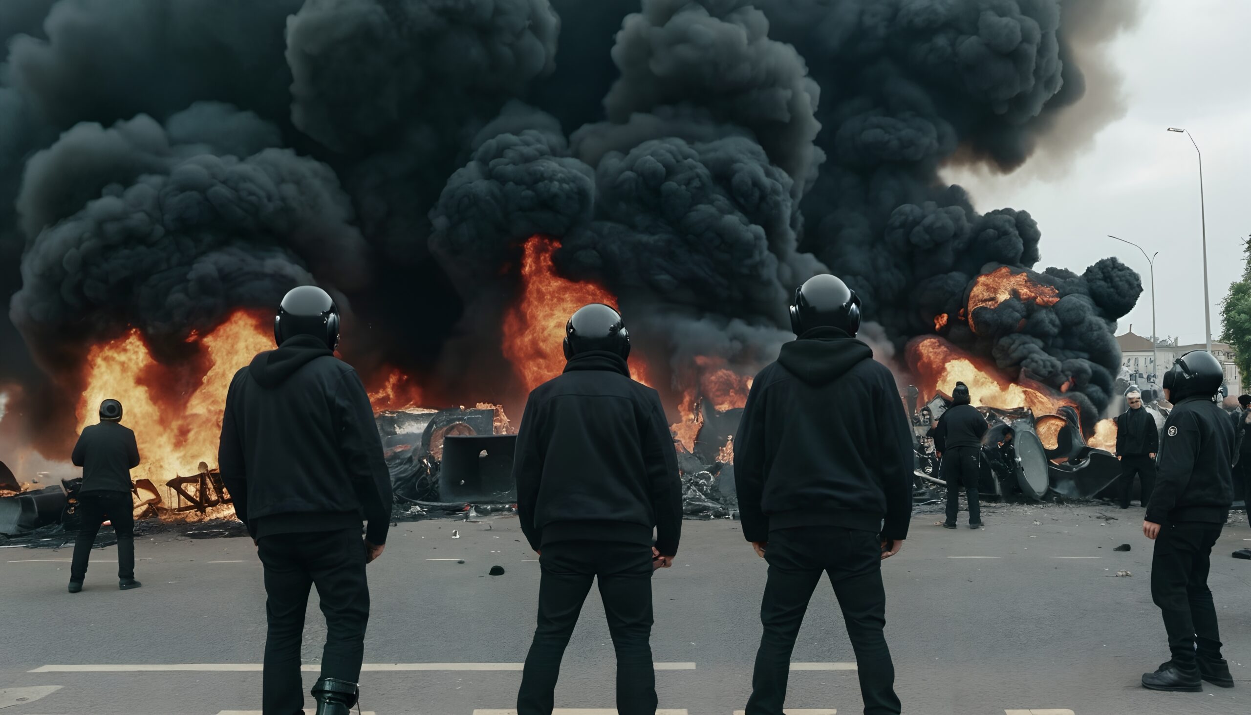 Urban Protest with Massive Fire