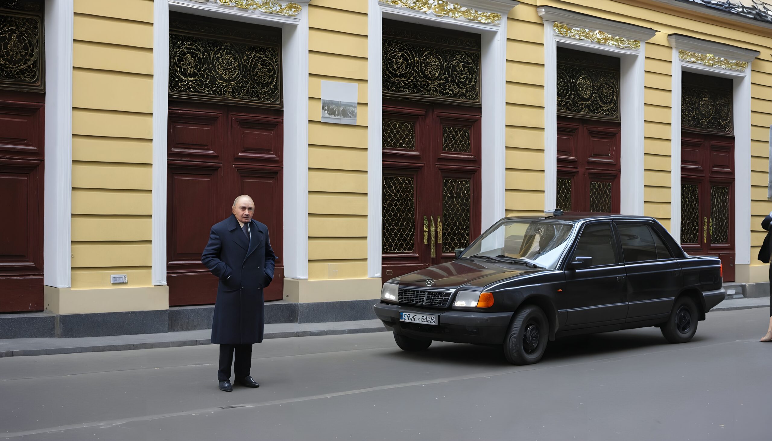 Urban Scene with Man and Car