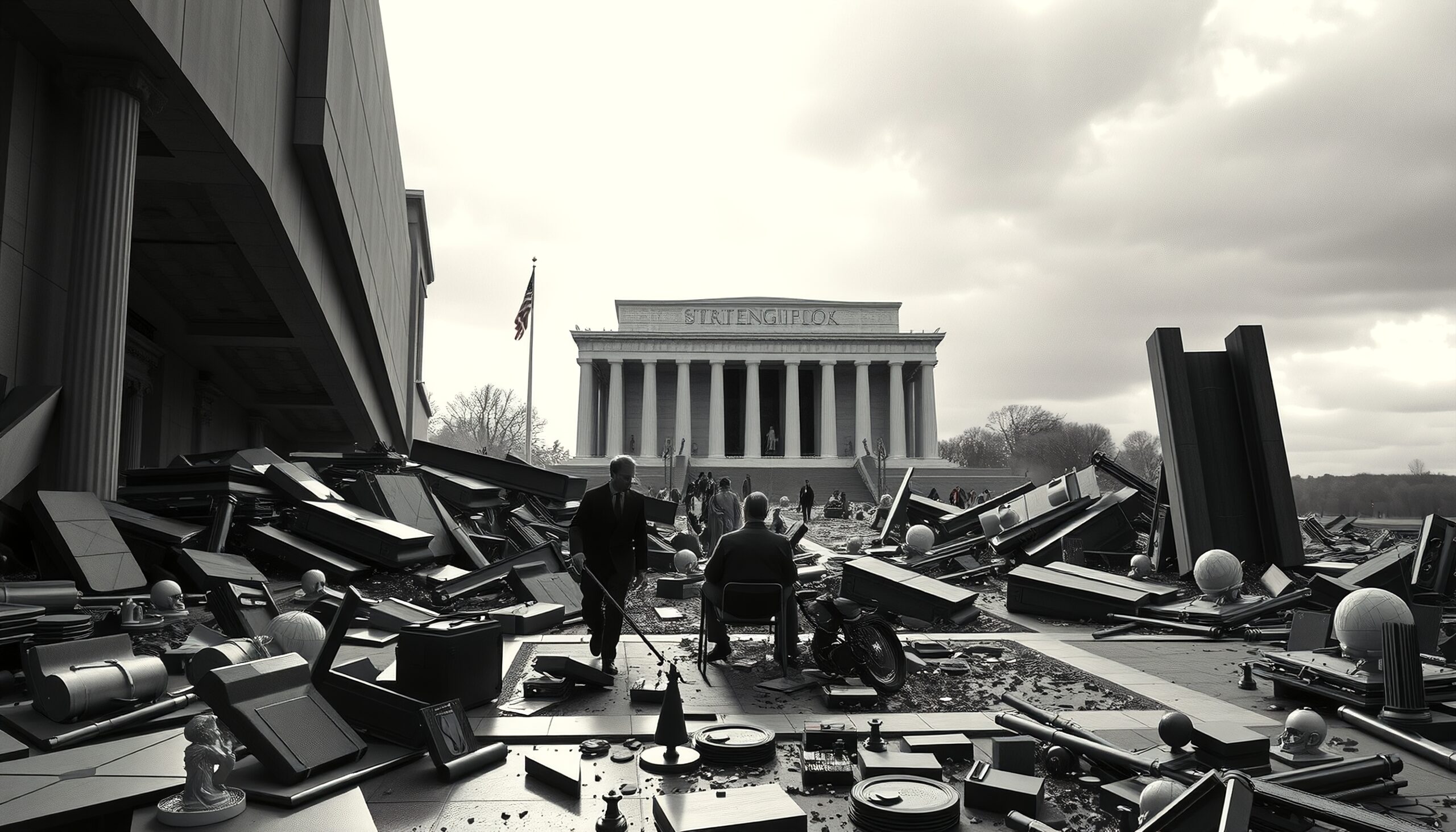Aftermath of monumental destruction