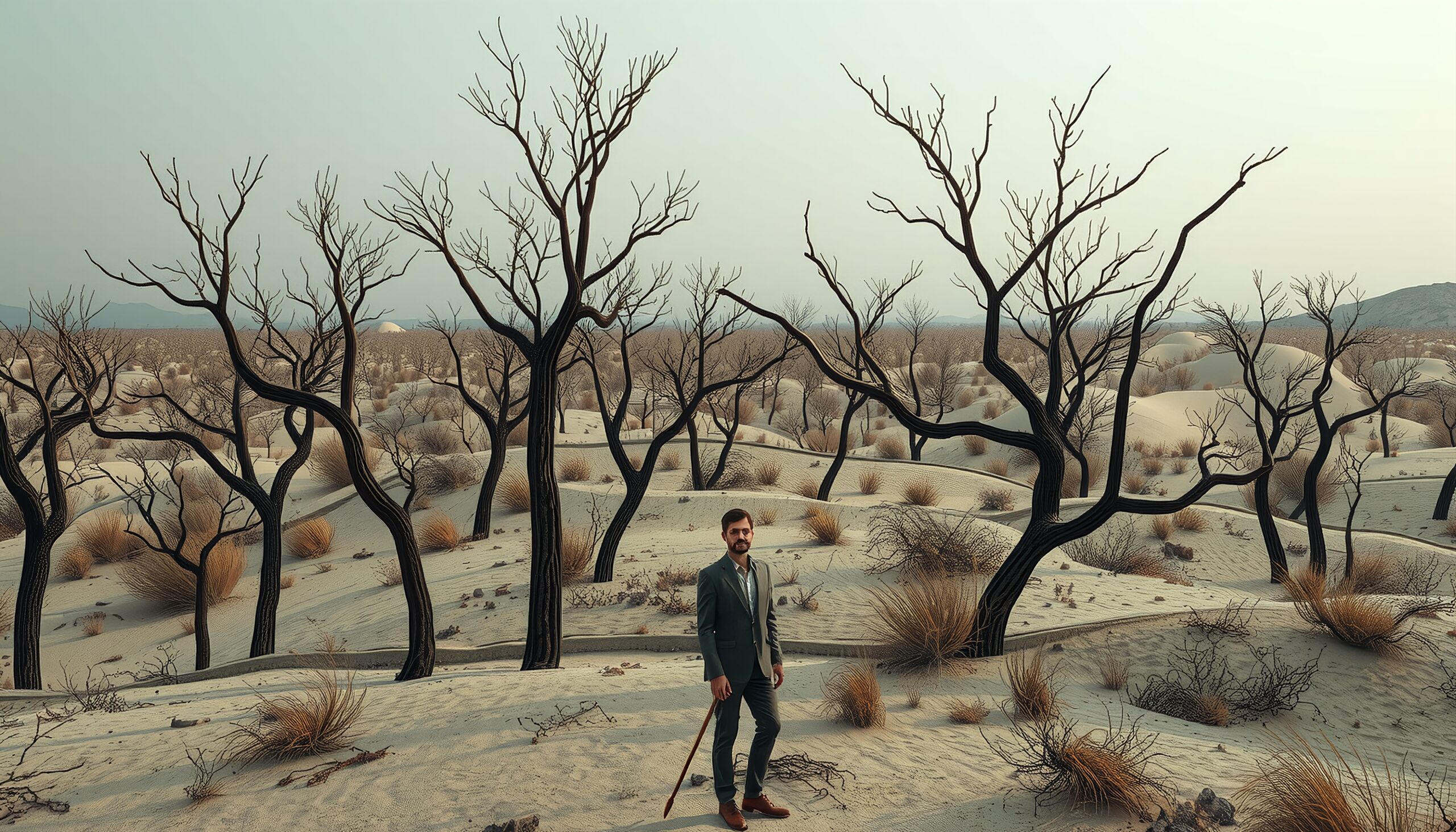 Solitary Figure in Desert Landscape