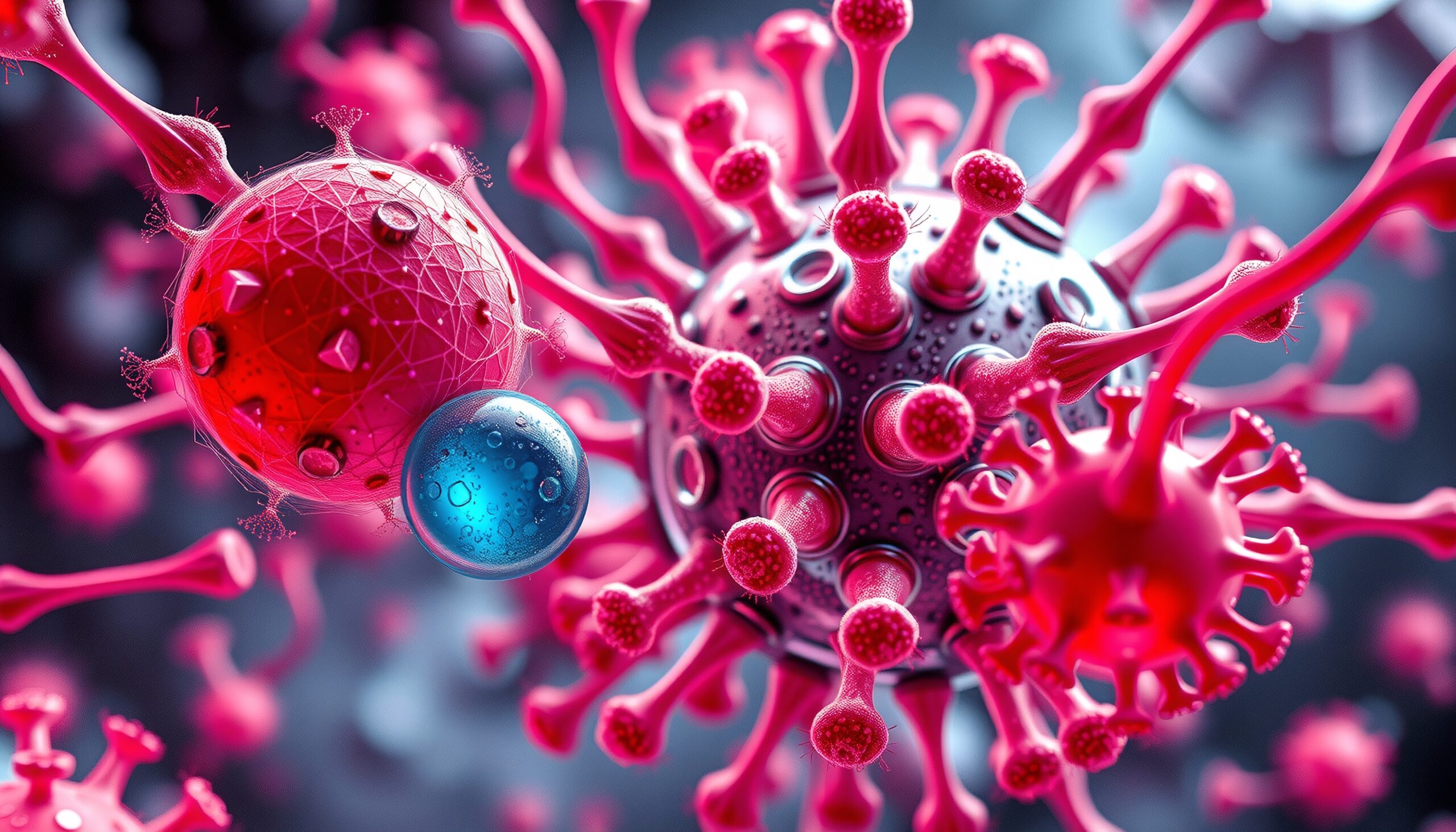 Microscopic Viral Particles Artistic Render