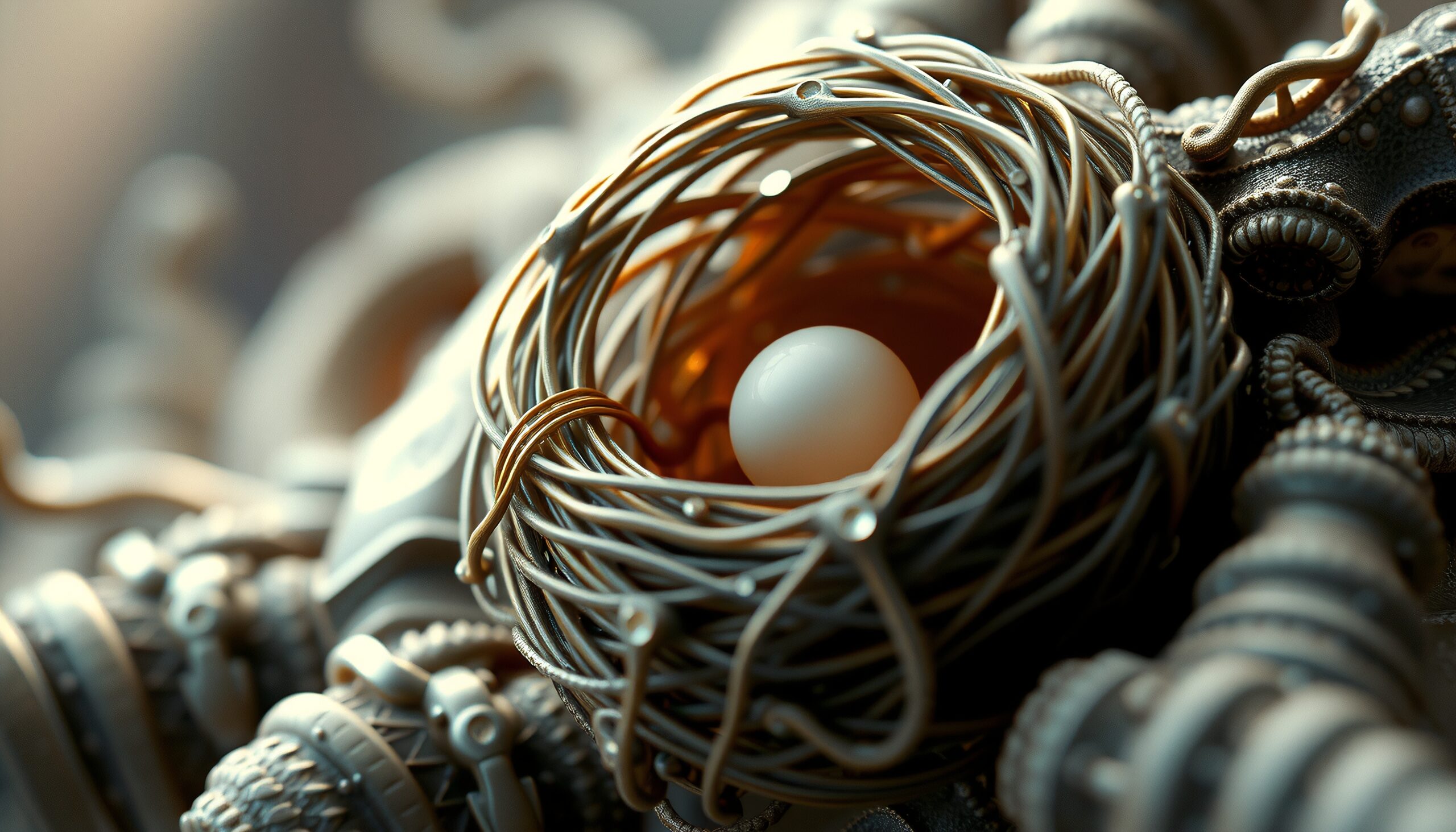 Intricate Metallic Wire Nest