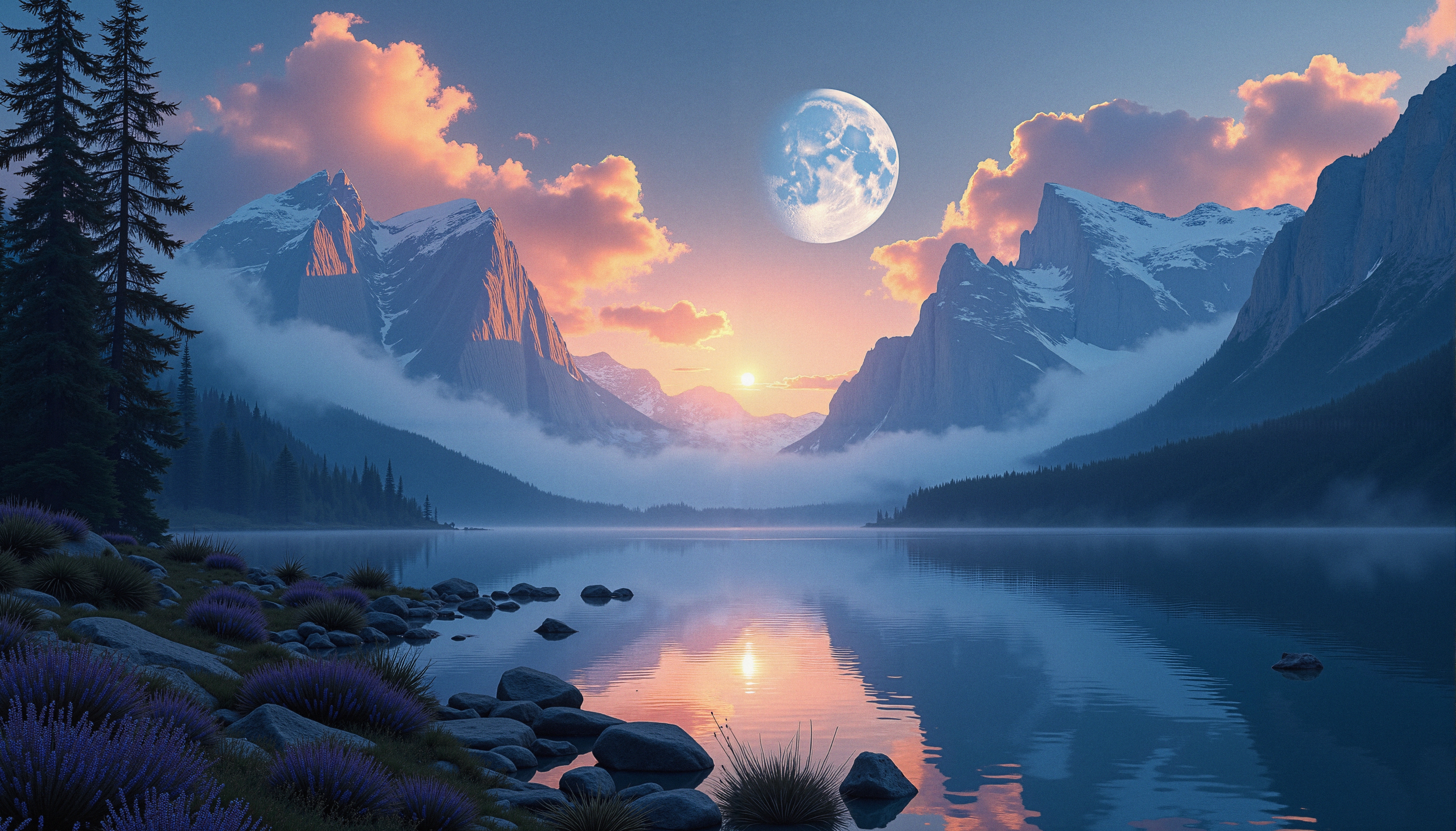 Celestial Serenity Over Mountain Lake