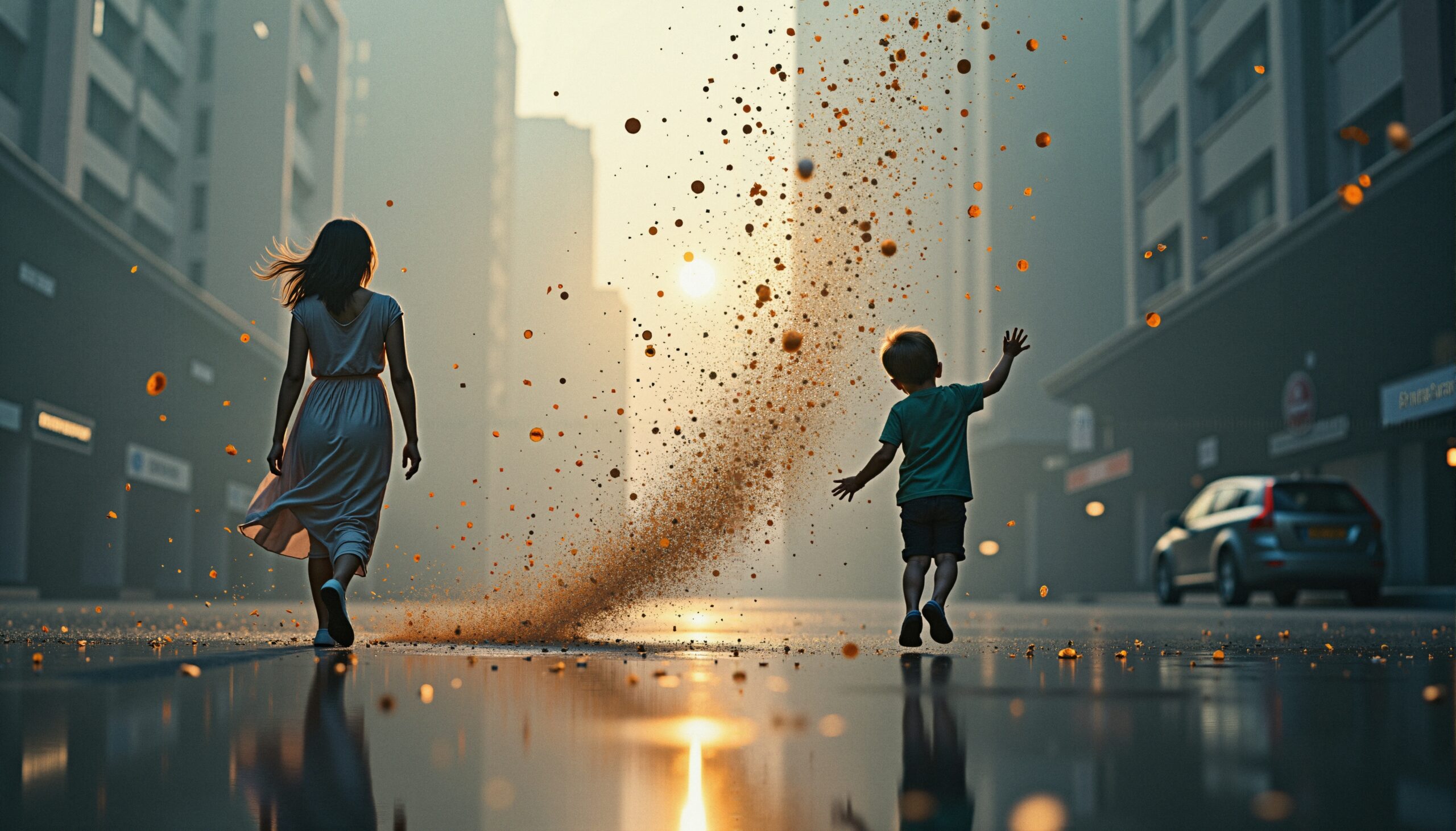 Dreamlike Street Sunset Scene