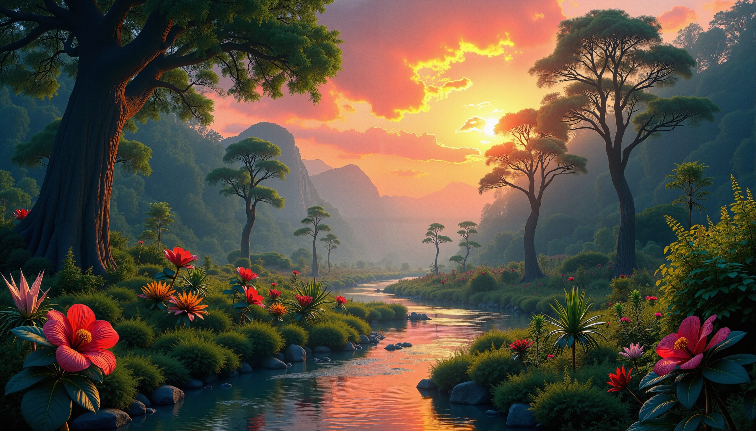 Serene River at Sunset