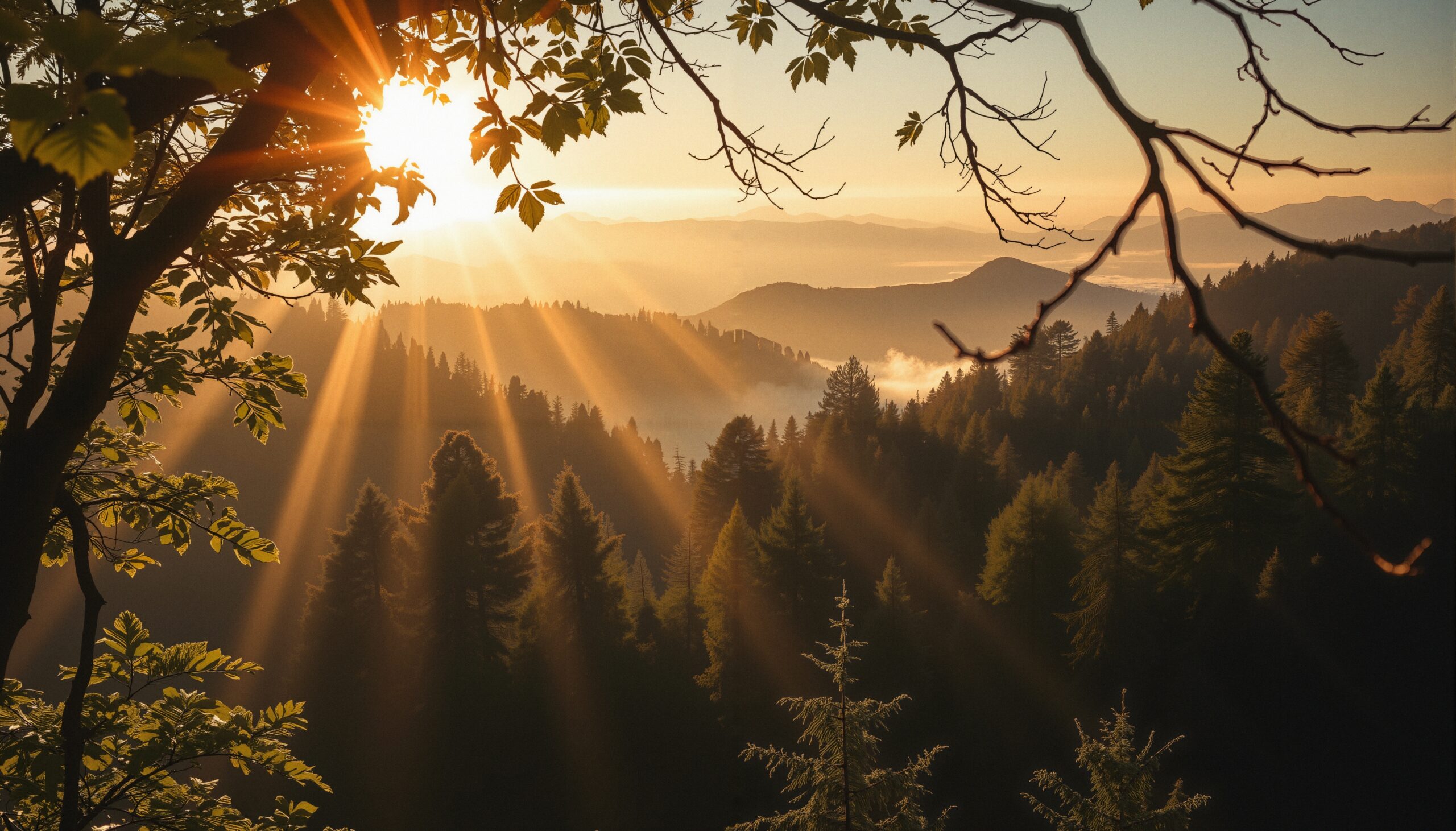 Dawn’s Glory Through Mountain Pines