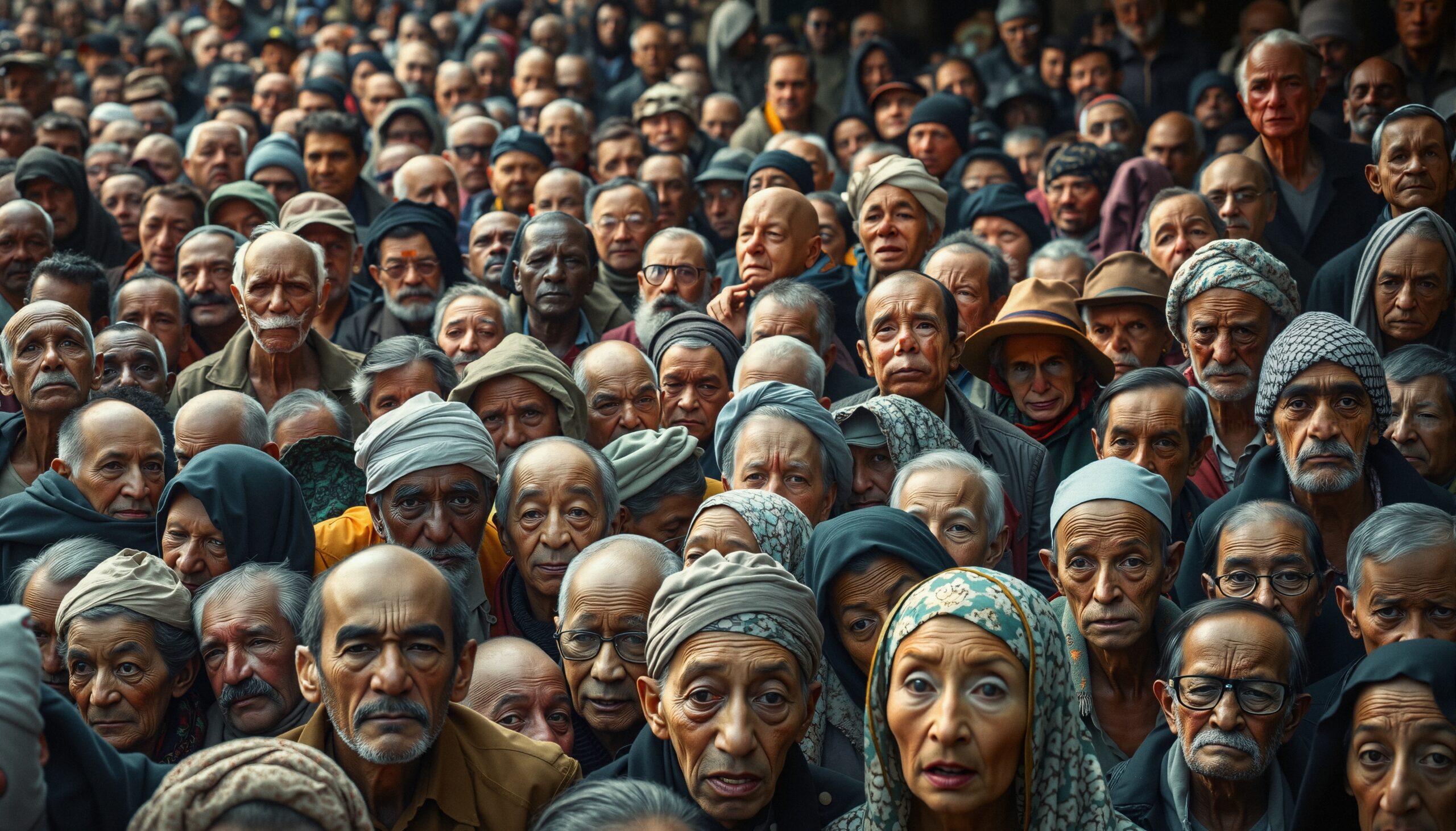 Elderly Crowd Together in Unity