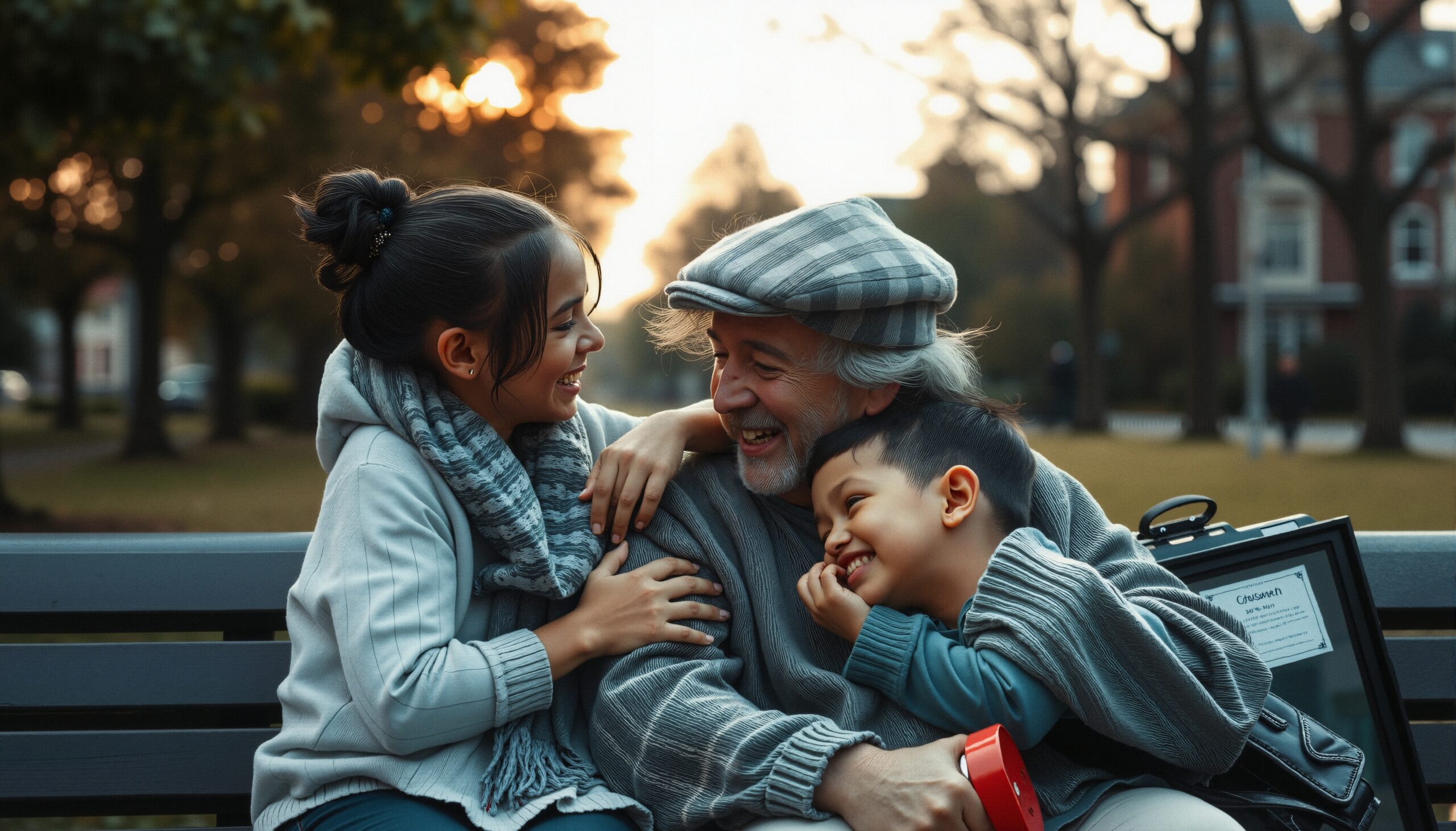 Generational Bond on a Park Bench