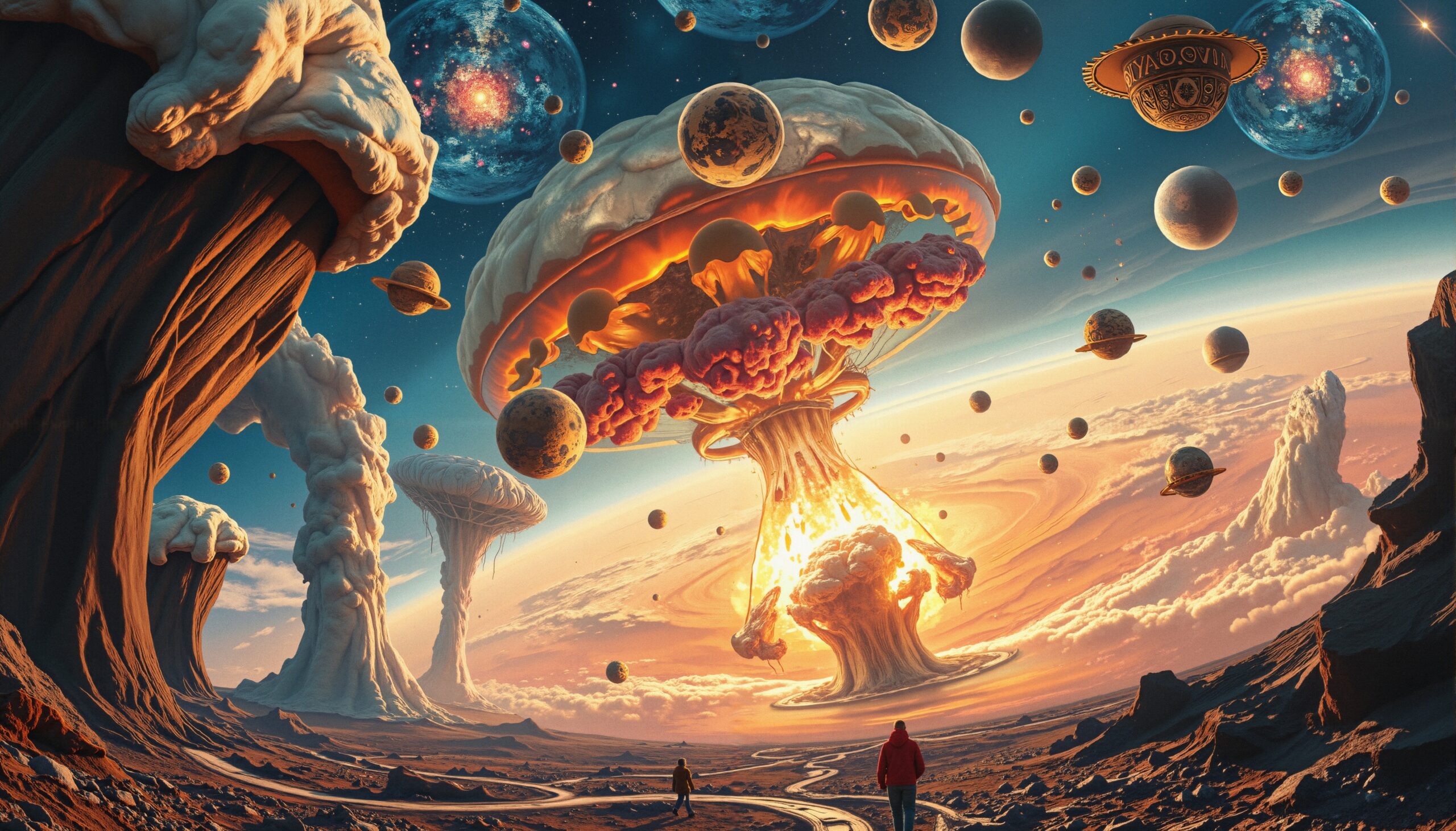 Futuristic Mushroom-Celestial Planet Landscape