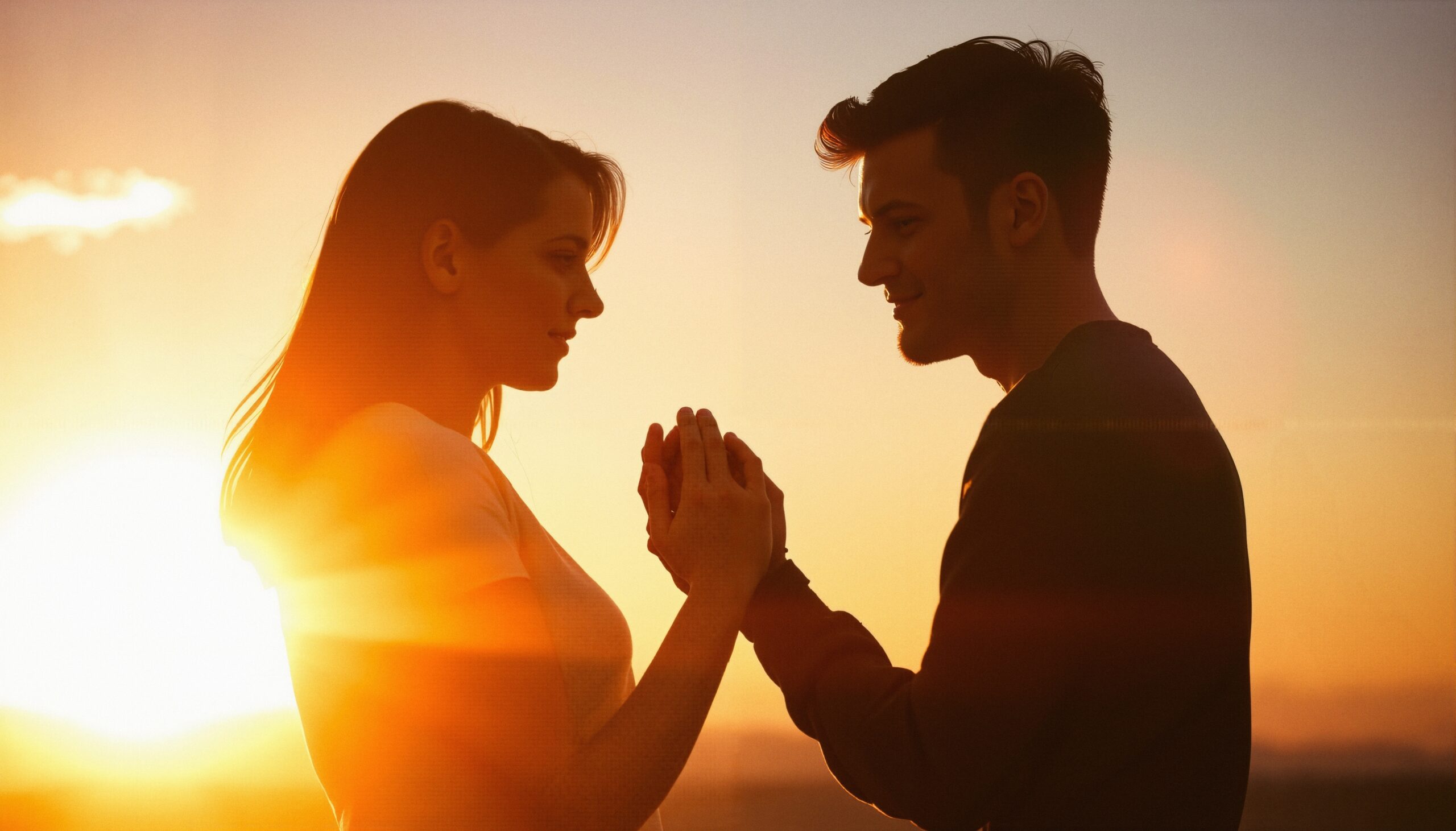 Romantic Sunset Silhouette Couple