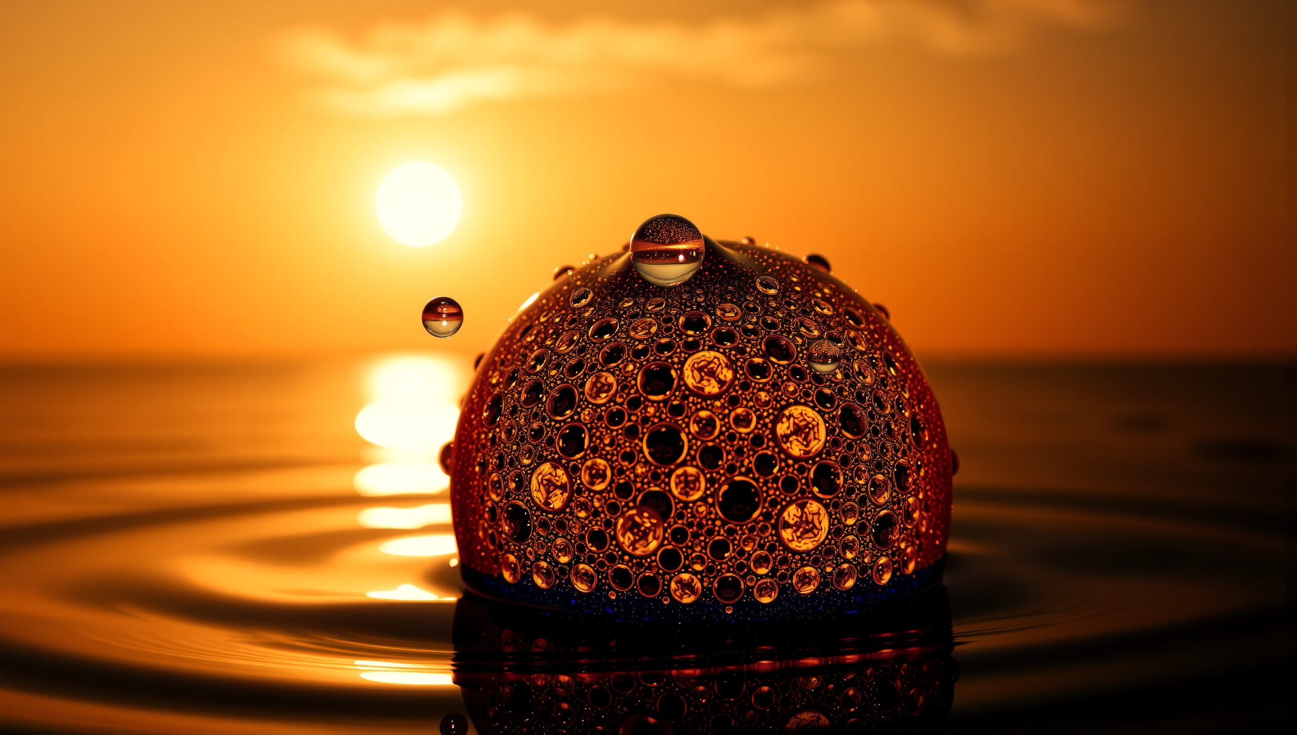 Golden Reflections on Water Sphere
