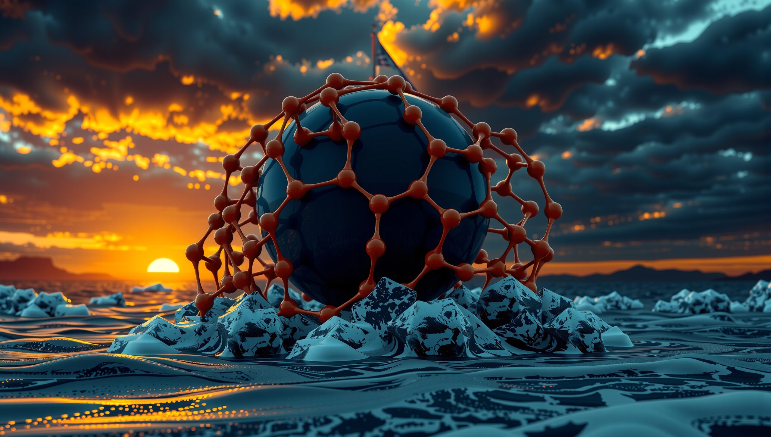 Sunset Sphere in Molecular Embrace