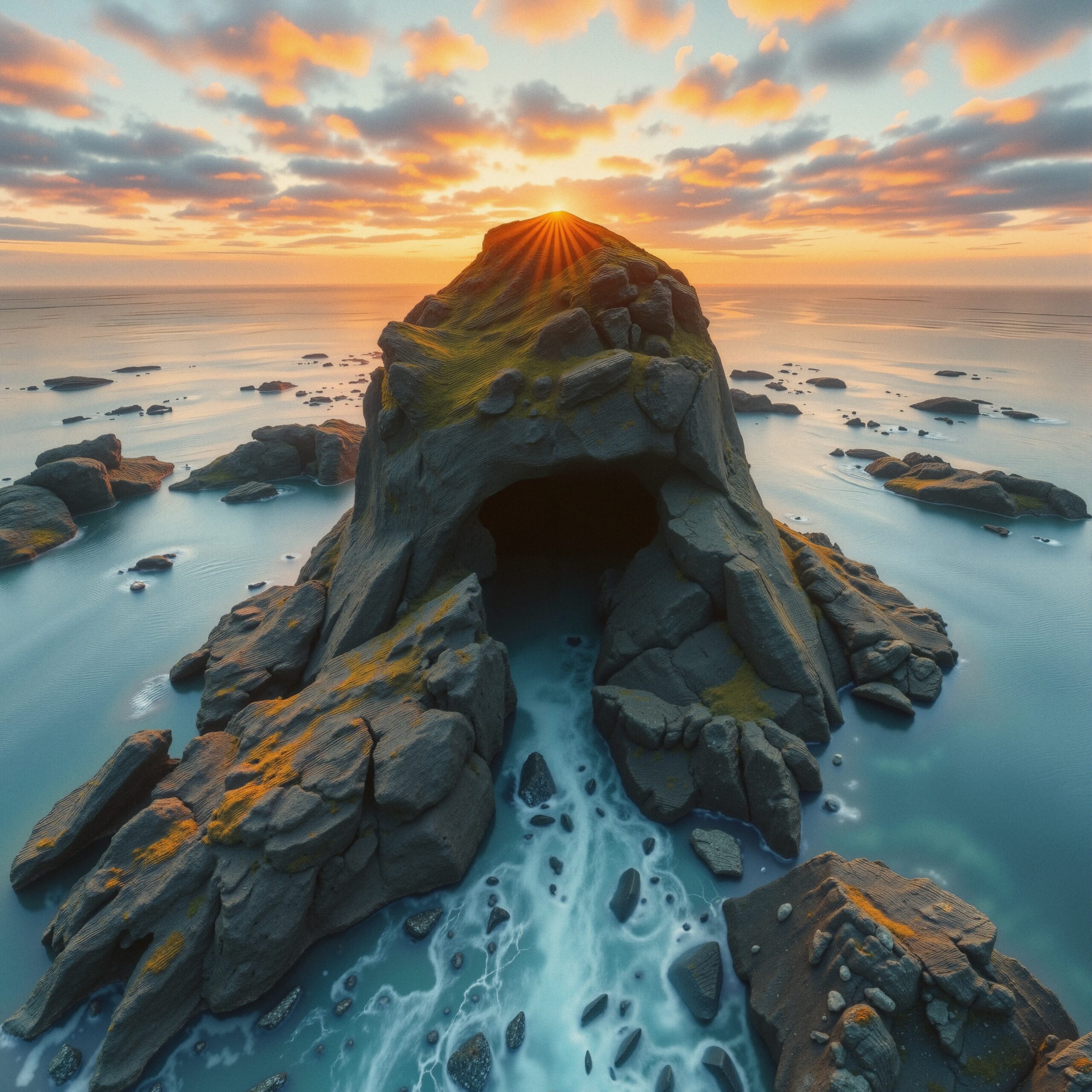 Sunset Over Coastal Rock Formation