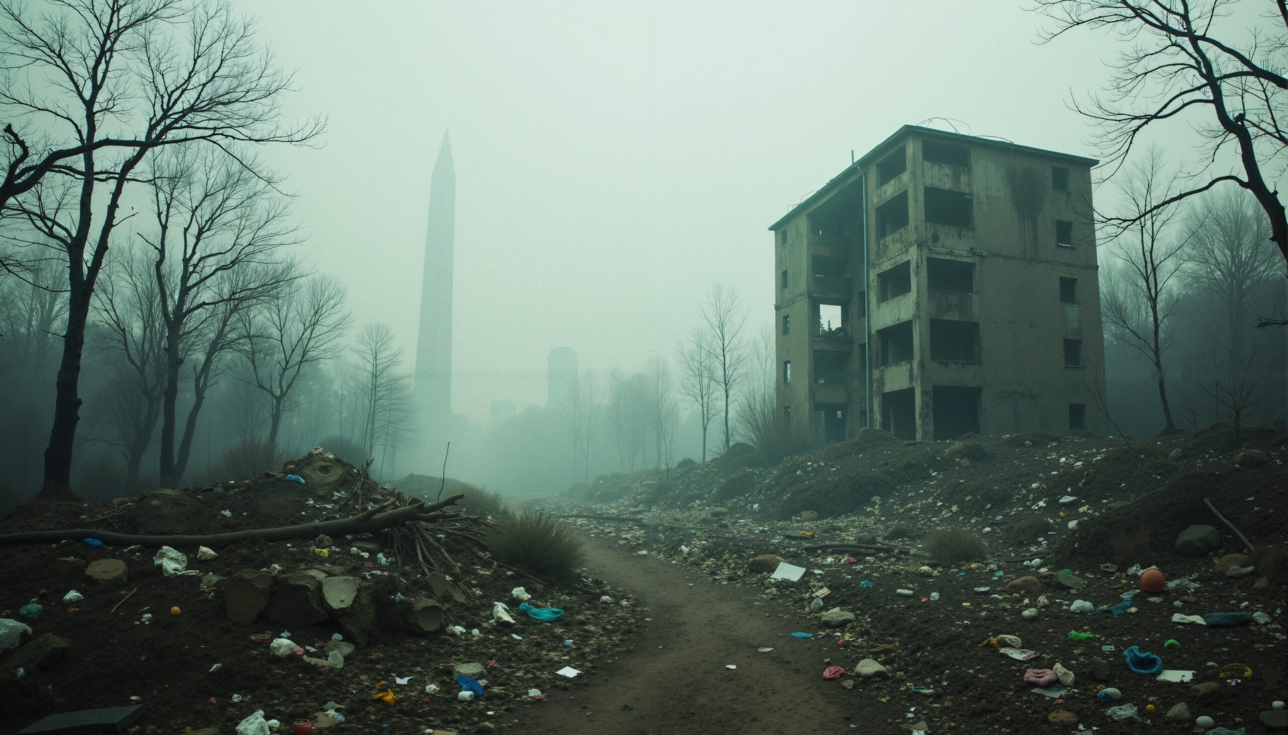 Desolate Urban Landscape in Fog
