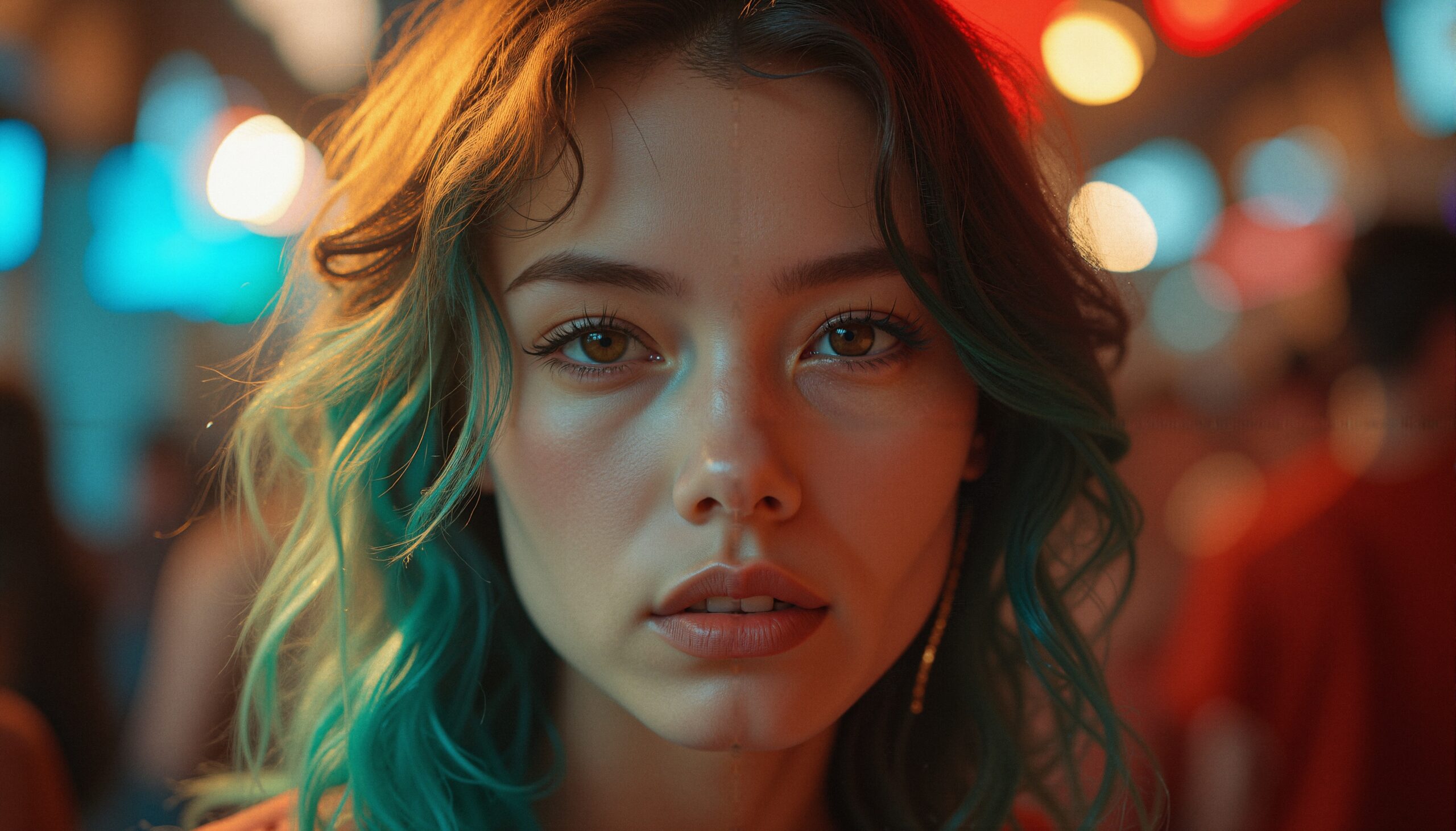 Enigmatic Woman in Urban Glow