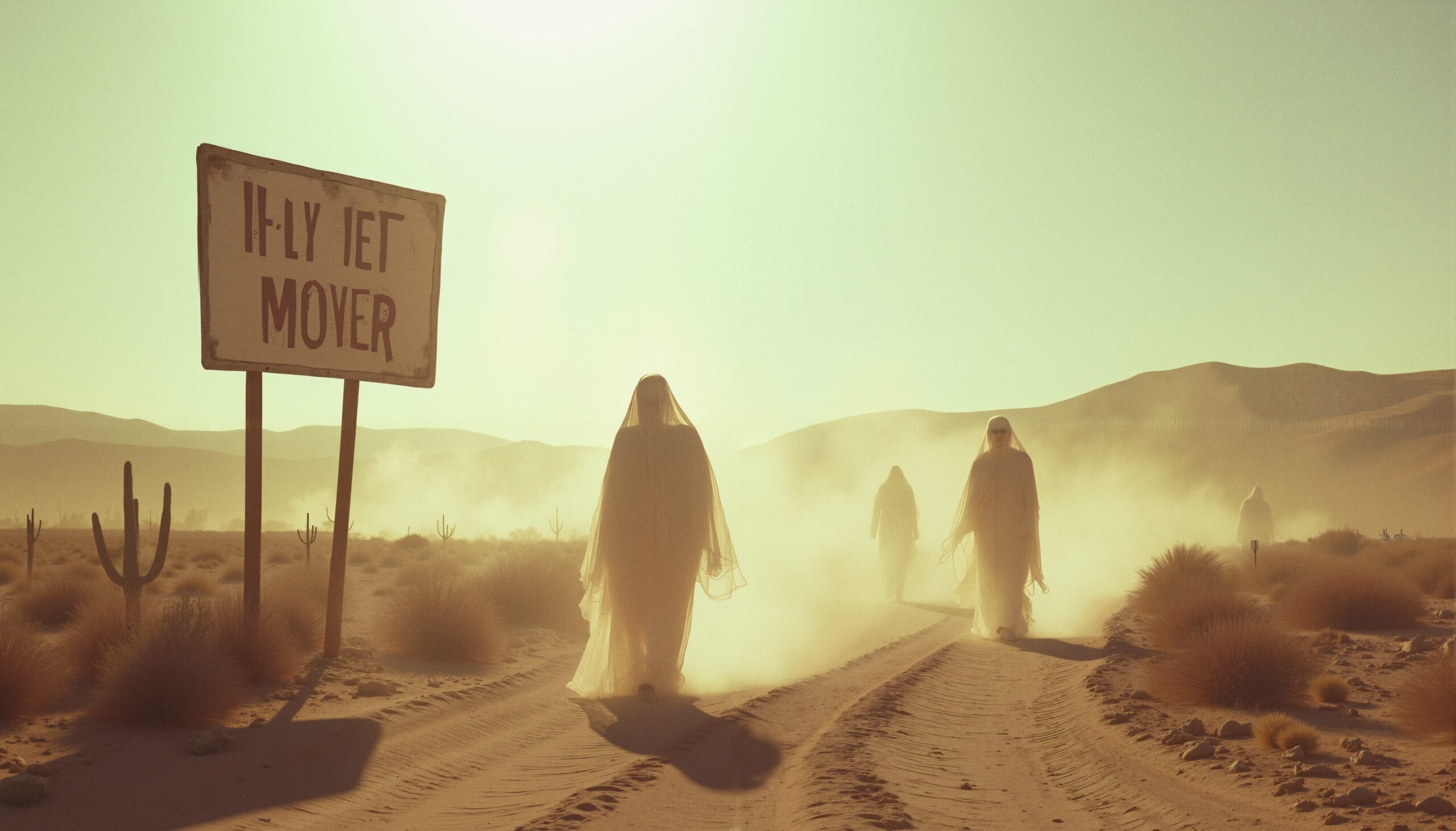 Mystical Figures in Desert Landscape