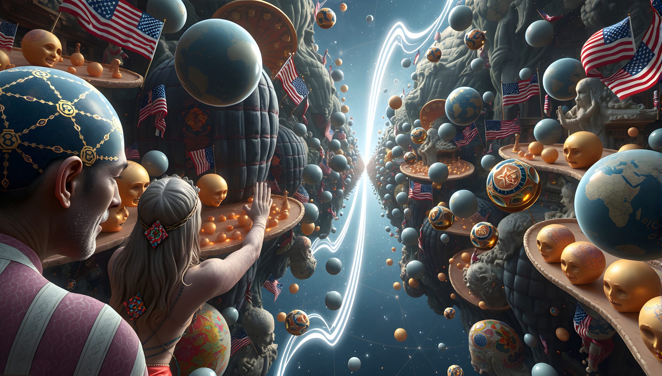 Surreal Universe with Flags and Spheres