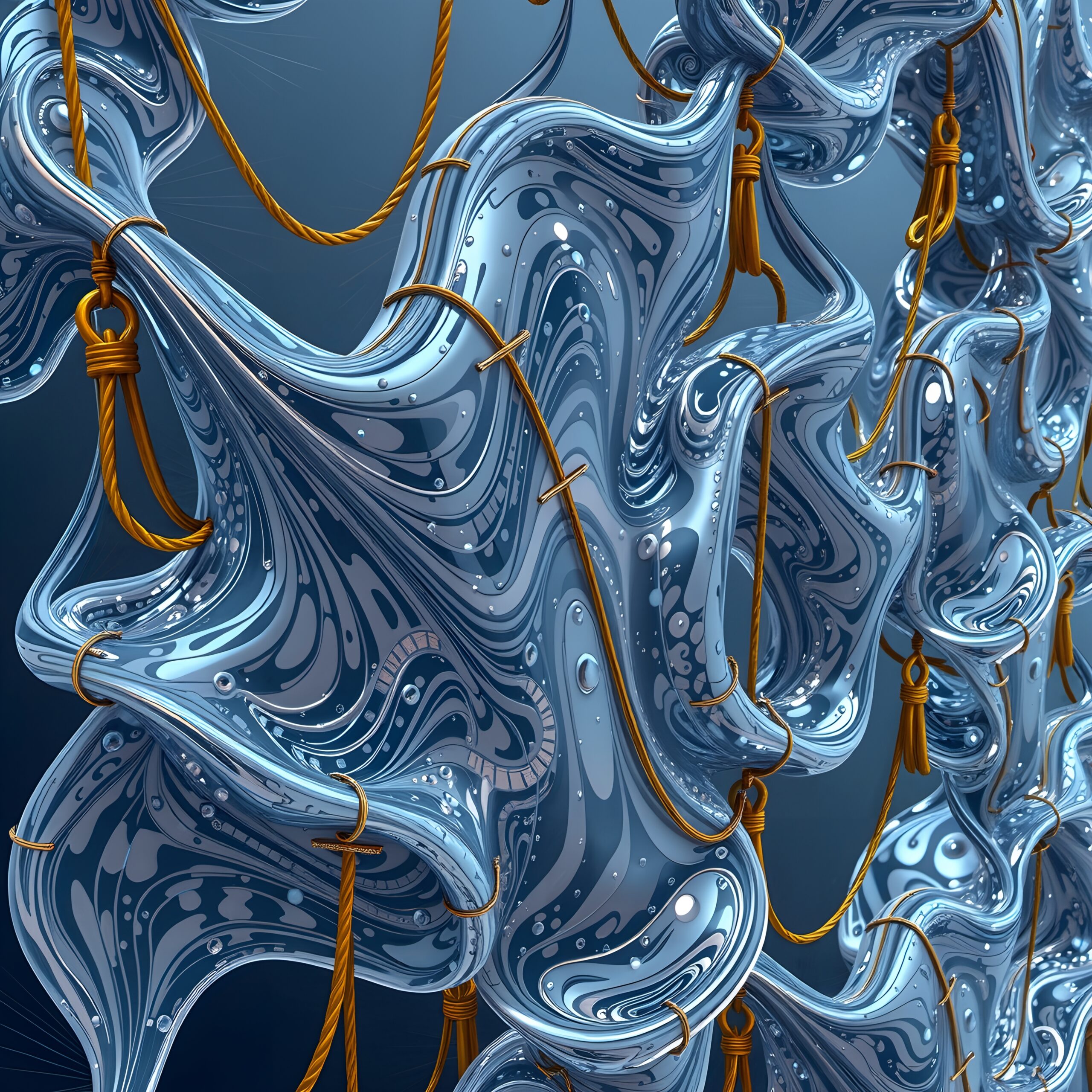 Entangled Abstract Blue Ribbons