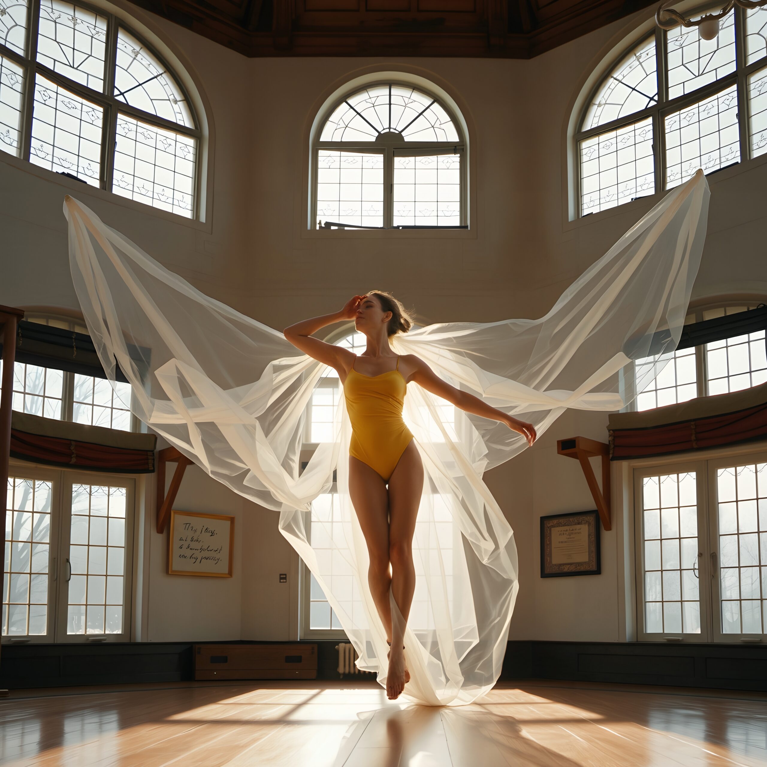 Elegant Dance in Sunlit Studio